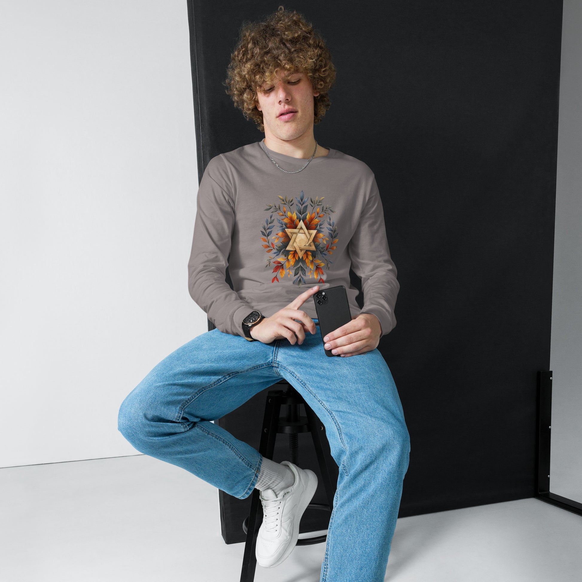Star of David Wreath Unisex Long Sleeve Tee - American Zionist