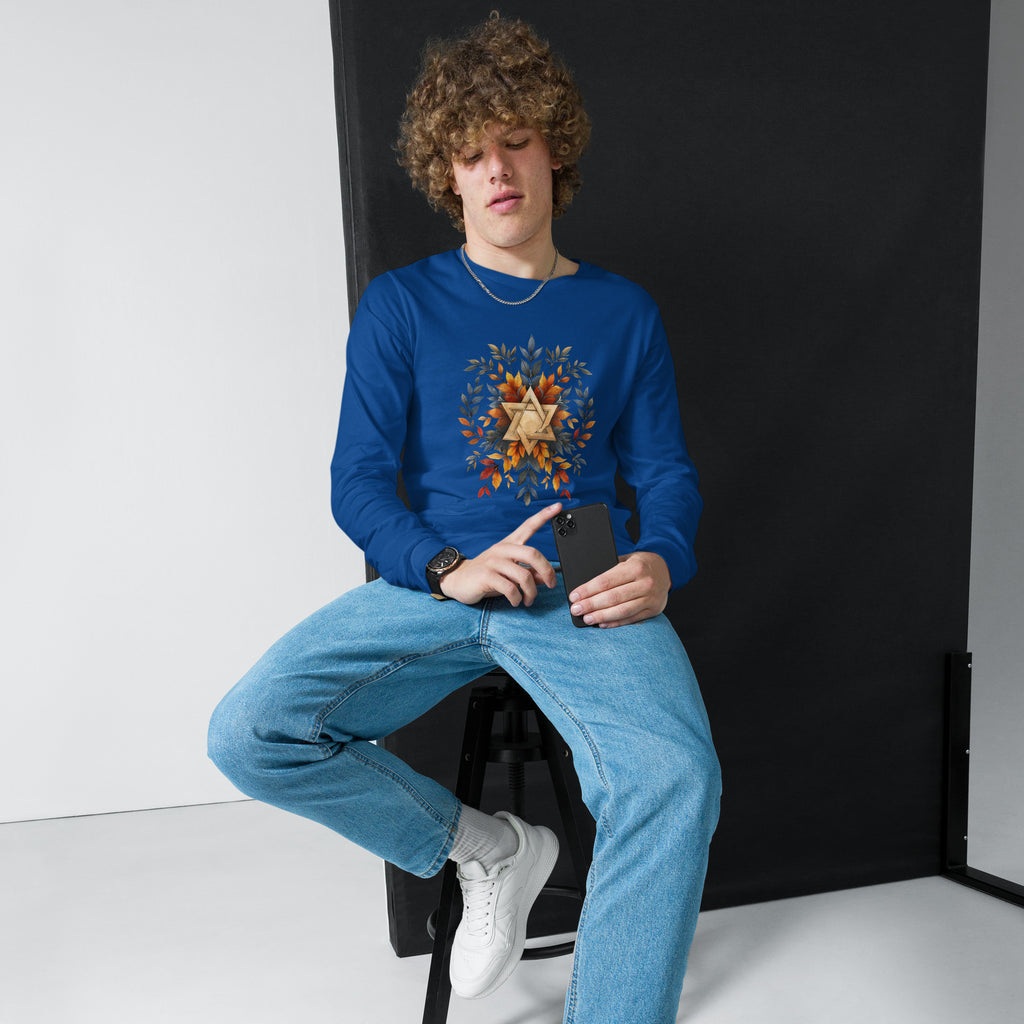 Star of David Wreath Unisex Long Sleeve Tee - American Zionist