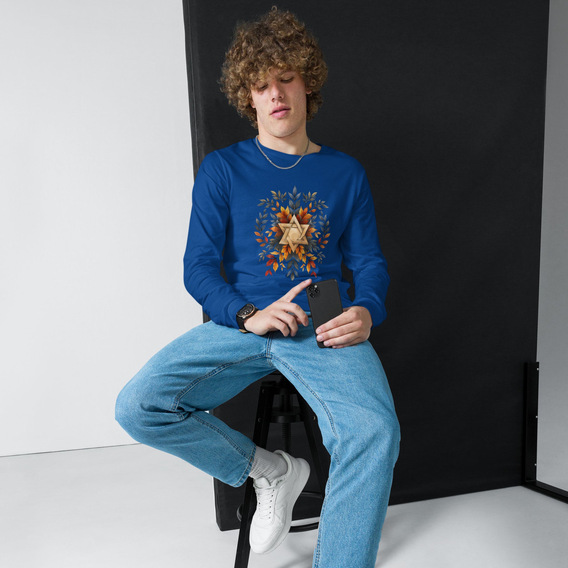 Star of David Wreath Unisex Long Sleeve Tee - American Zionist