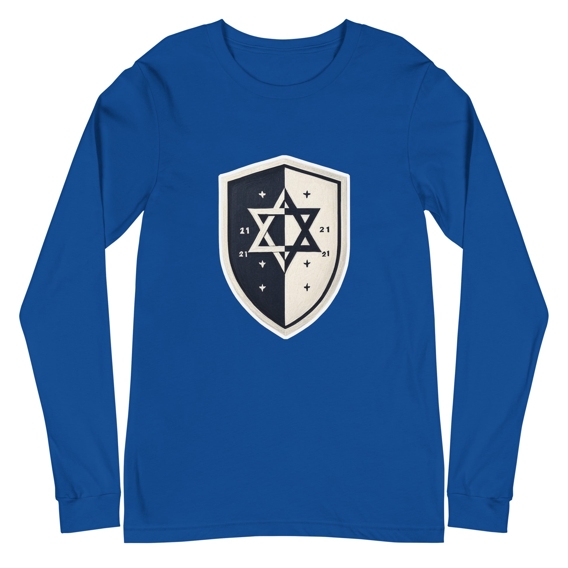 Black and White Shield Unisex Long Sleeve Tee - American Zionist