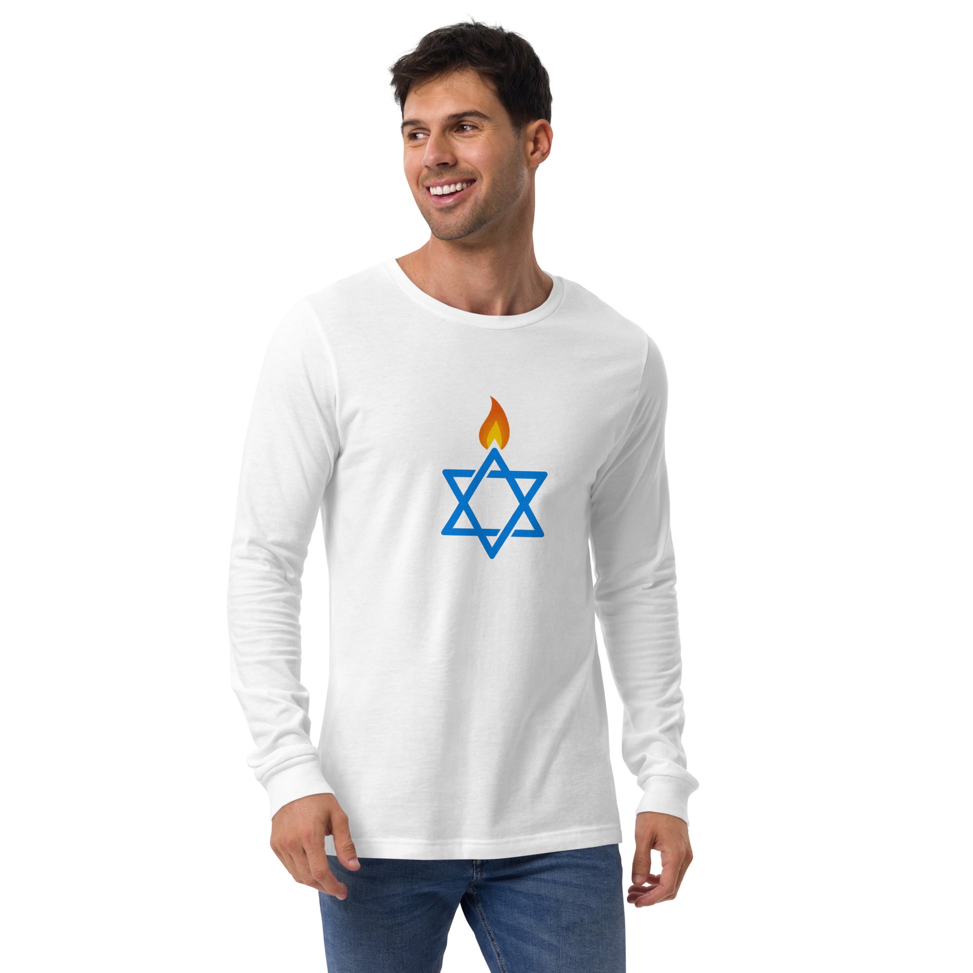 Fire Stars Of David Unisex Long Sleeve Tee - American Zionist