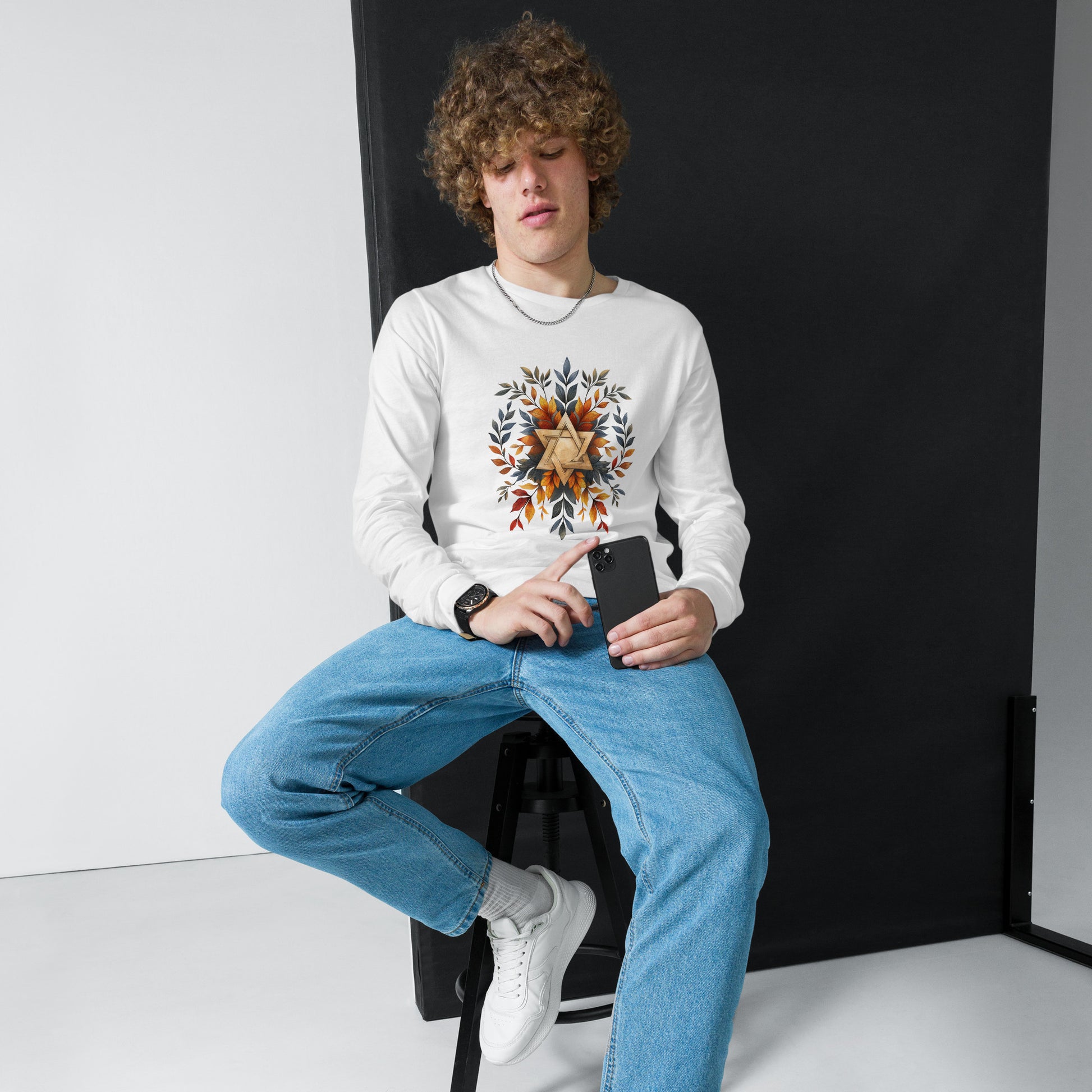 Star of David Wreath Unisex Long Sleeve Tee - American Zionist
