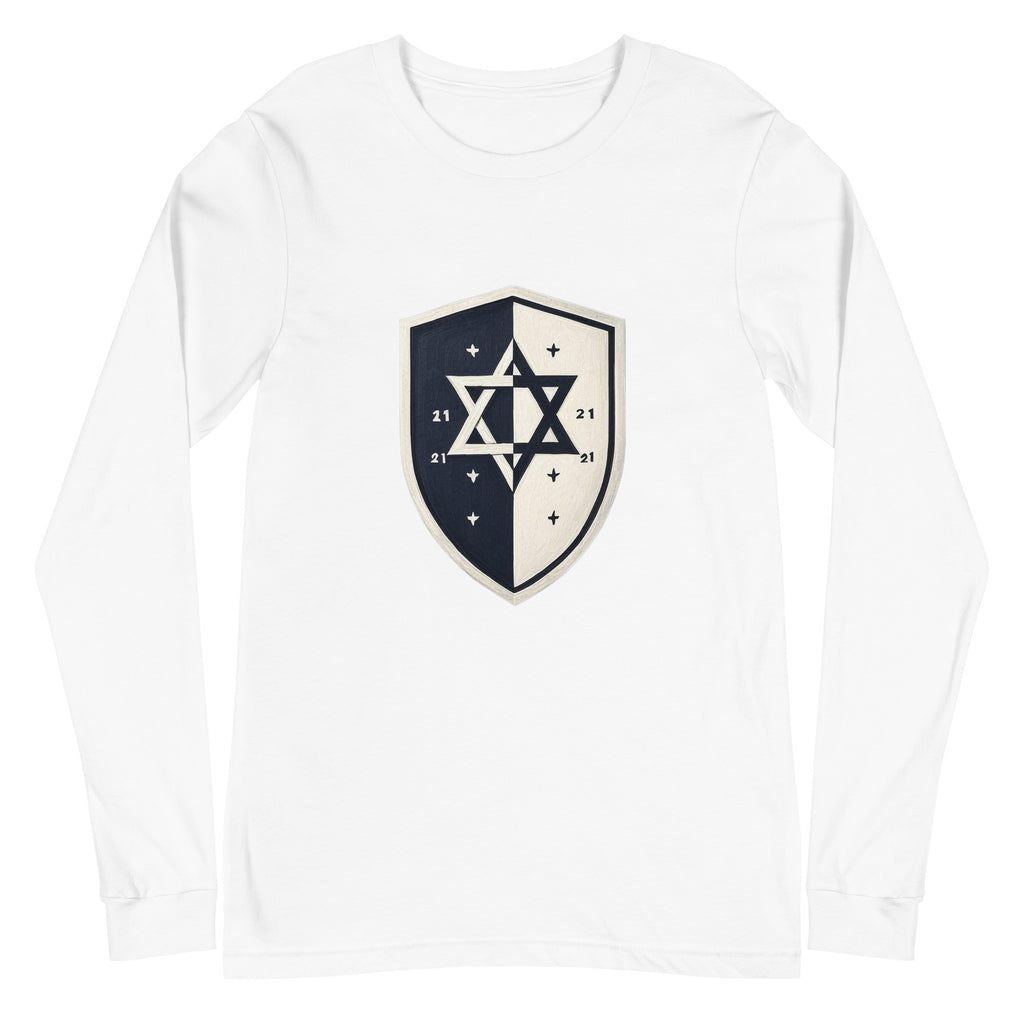 Black and White Shield Unisex Long Sleeve Tee - American Zionist
