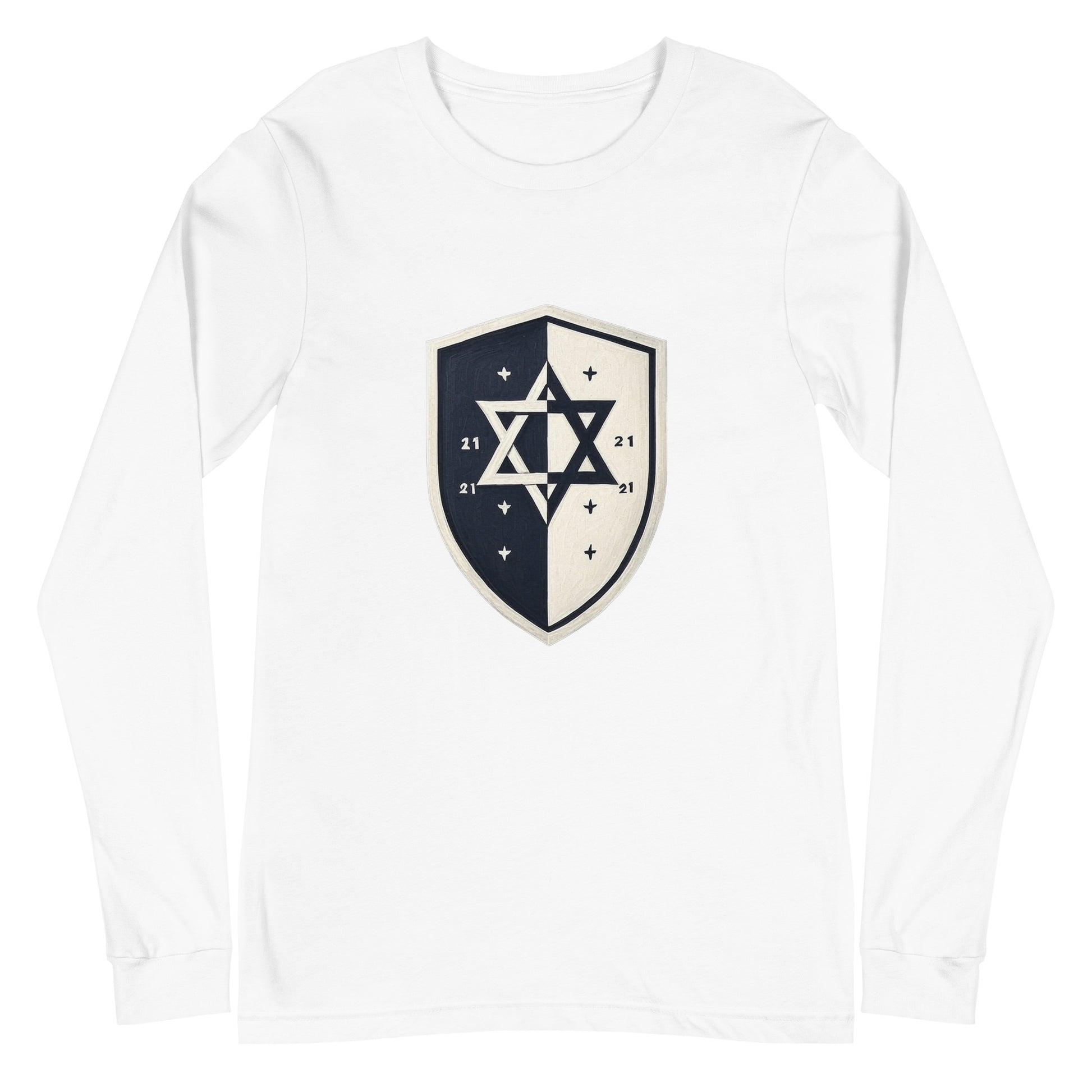 Black and White Shield Unisex Long Sleeve Tee - American Zionist