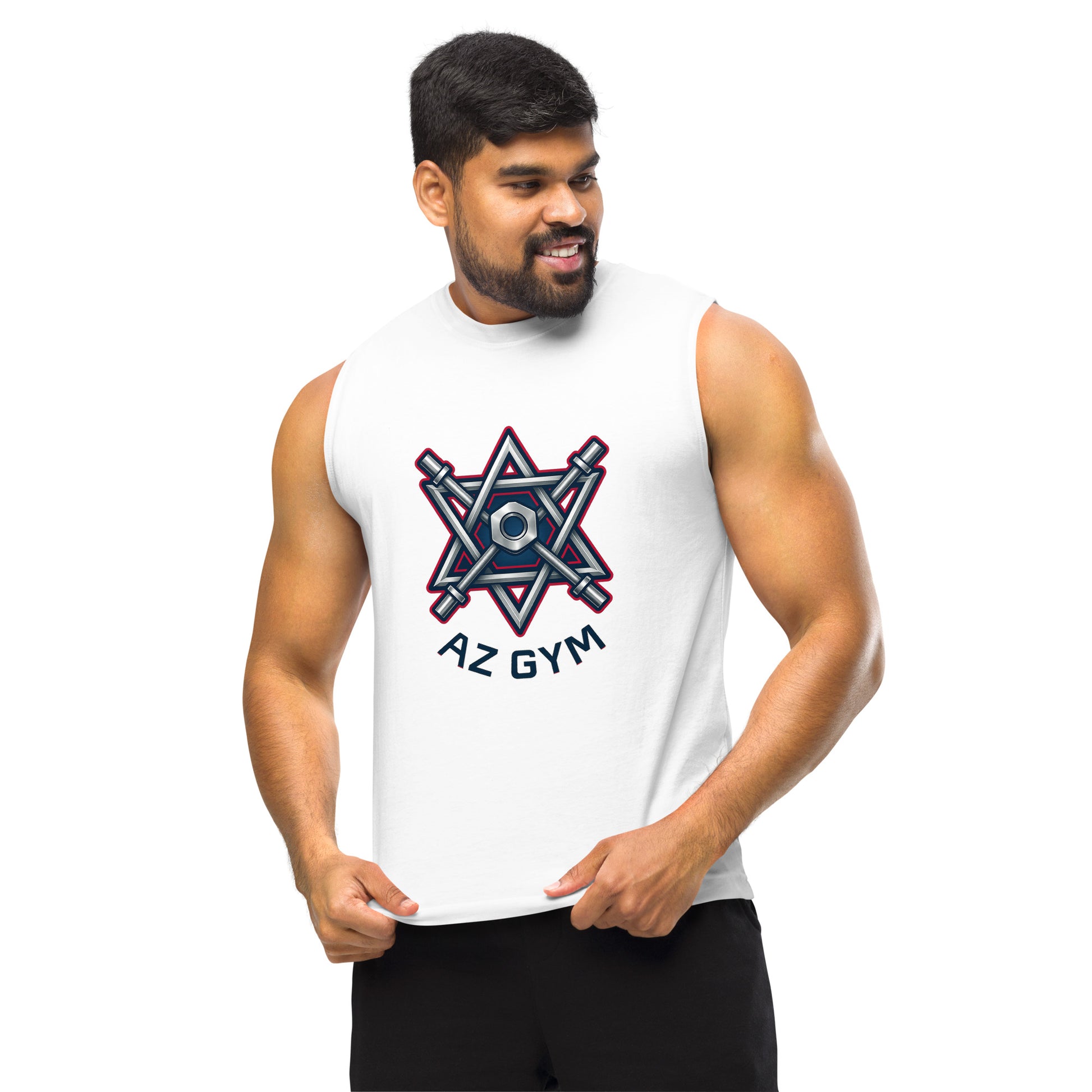 Barbell Star Unisex Muscle Shirt - American Zionist