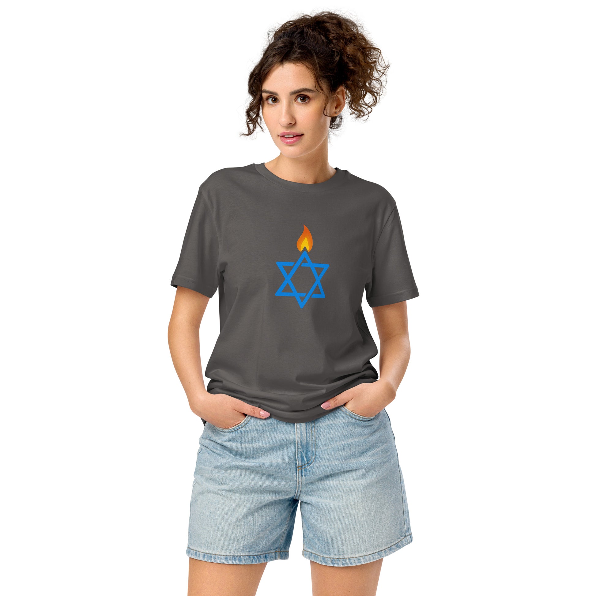 Fire Stars Of David Unisex Organic Mid - Light T-Shirt - American Zionist
