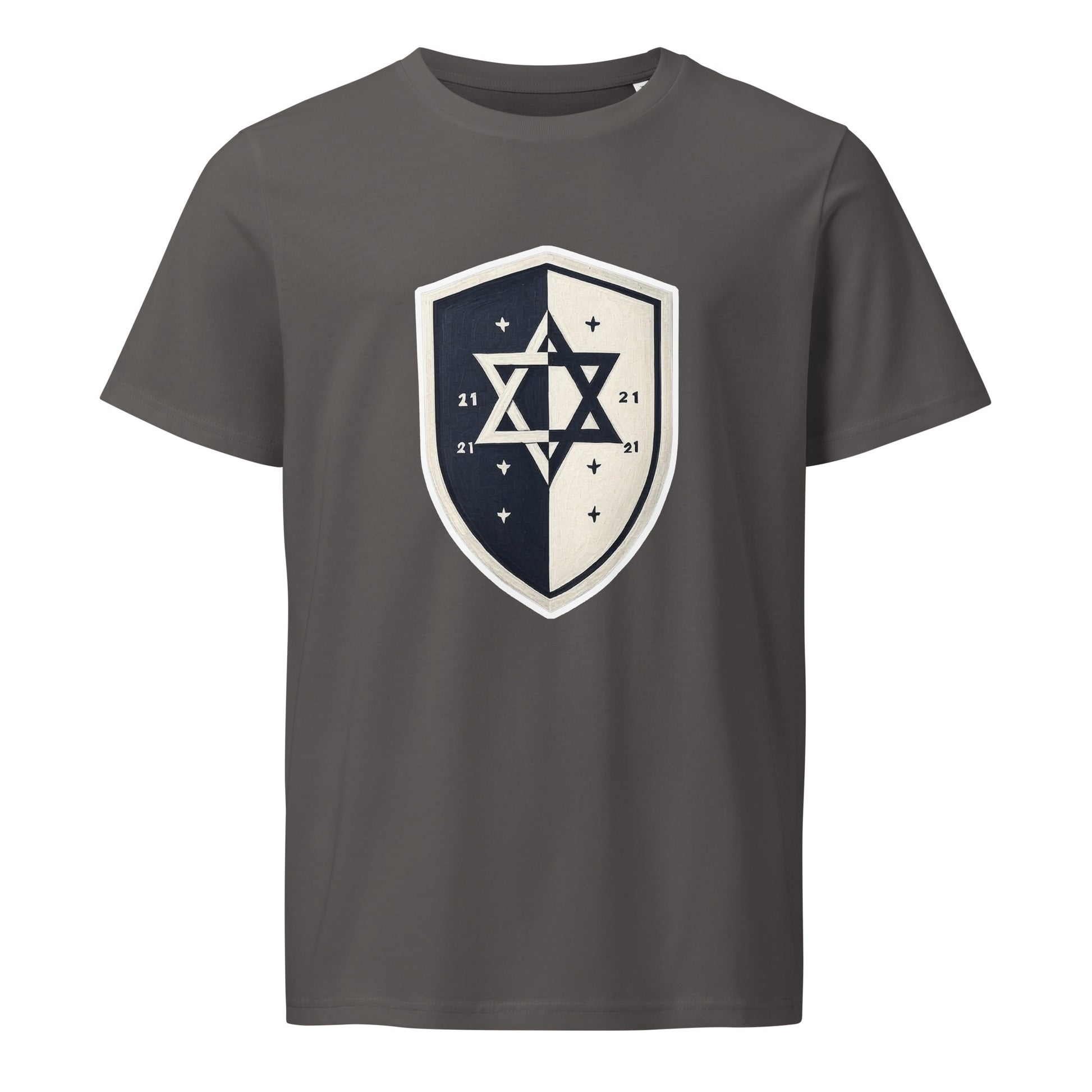 Black and White Shield Unisex Organic Mid - Light T-Shirt - American Zionist