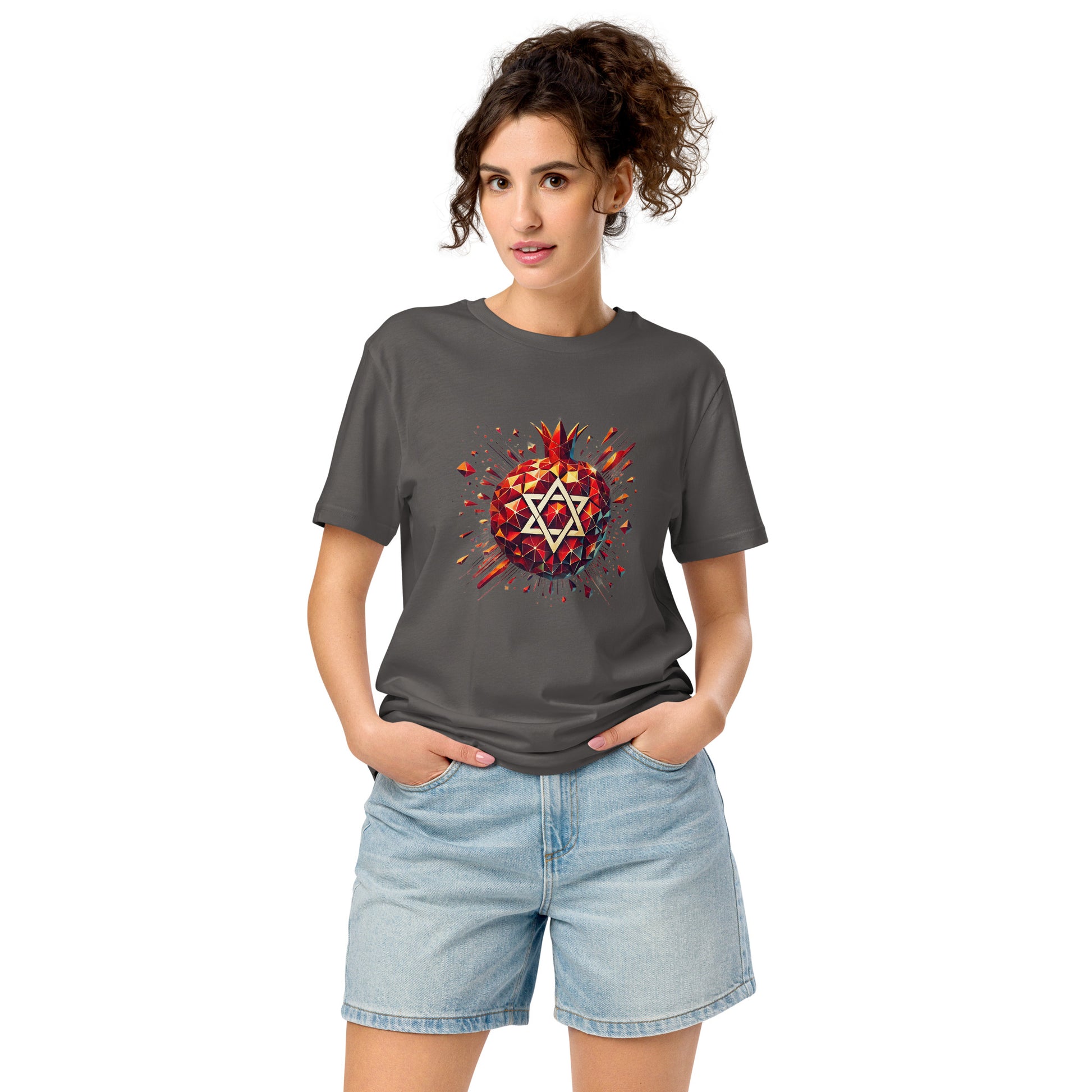 Pomegranate Star of David Unisex Organic Mid - Light T-Shirt - American Zionist