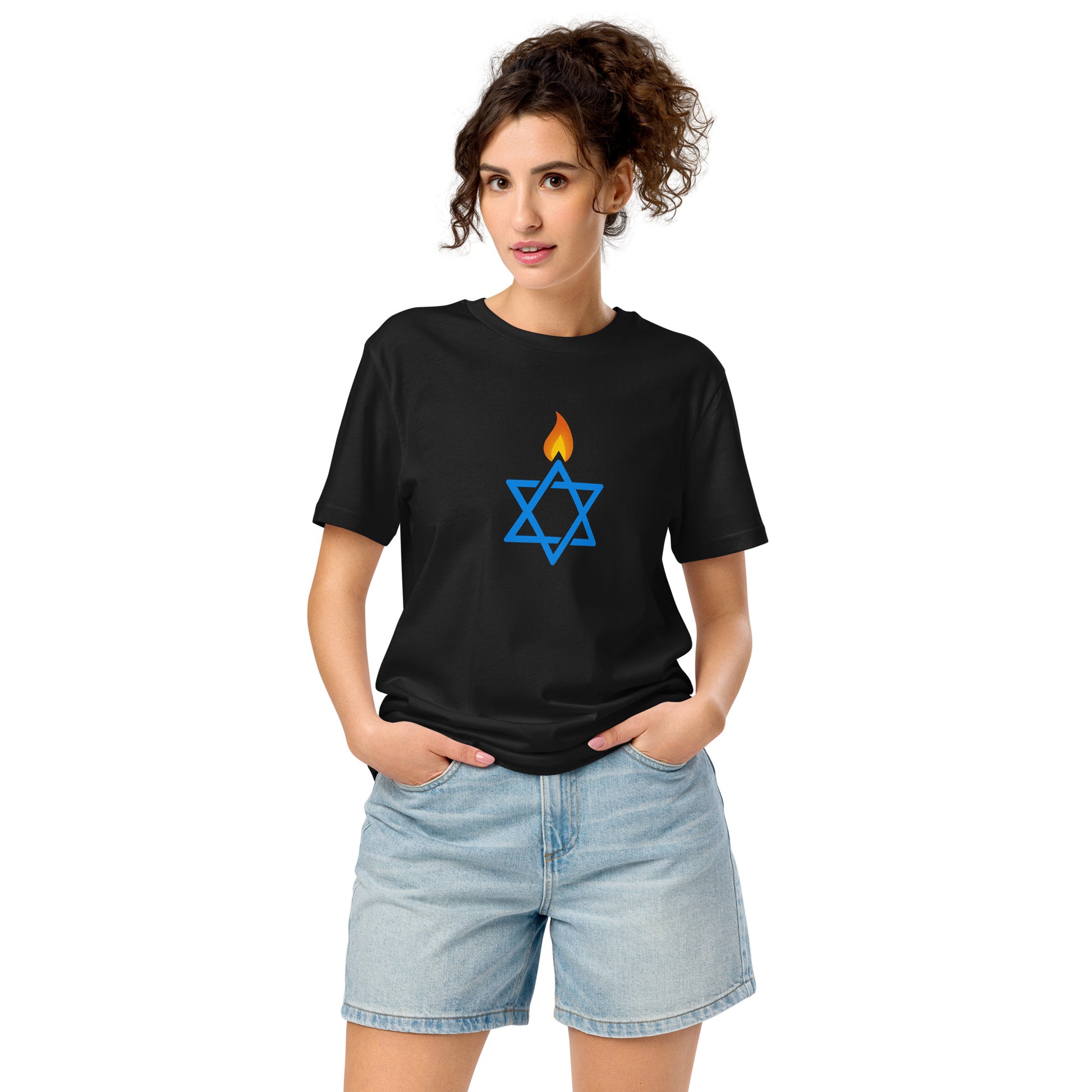 Fire Stars Of David Unisex Organic Mid - Light T-Shirt - American Zionist