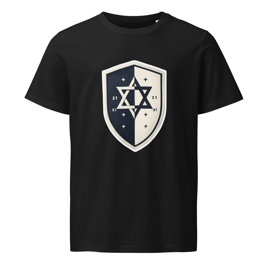 Black and White Shield Unisex Organic Mid - Light T-Shirt - American Zionist
