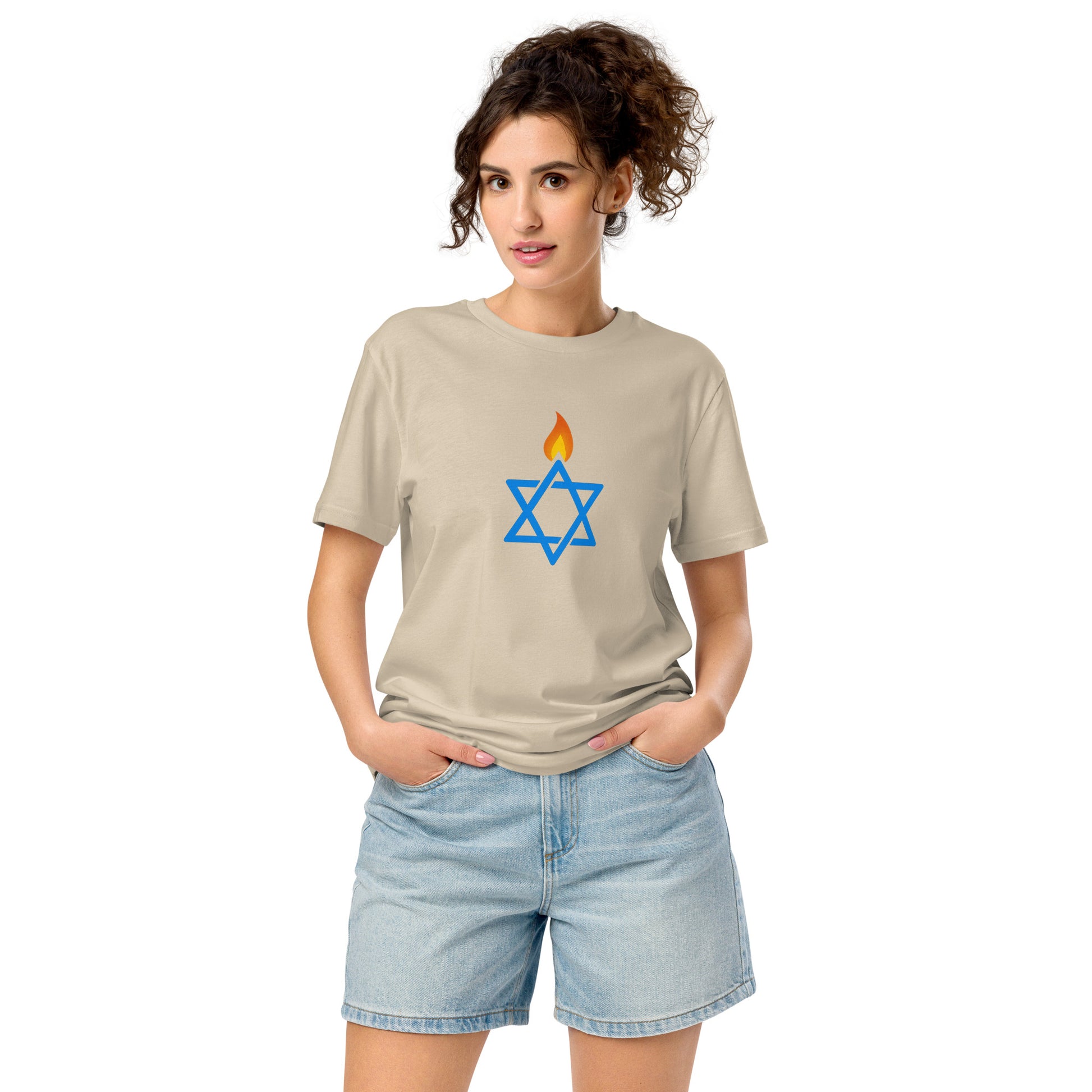 Fire Stars Of David Unisex Organic Mid - Light T-Shirt - American Zionist
