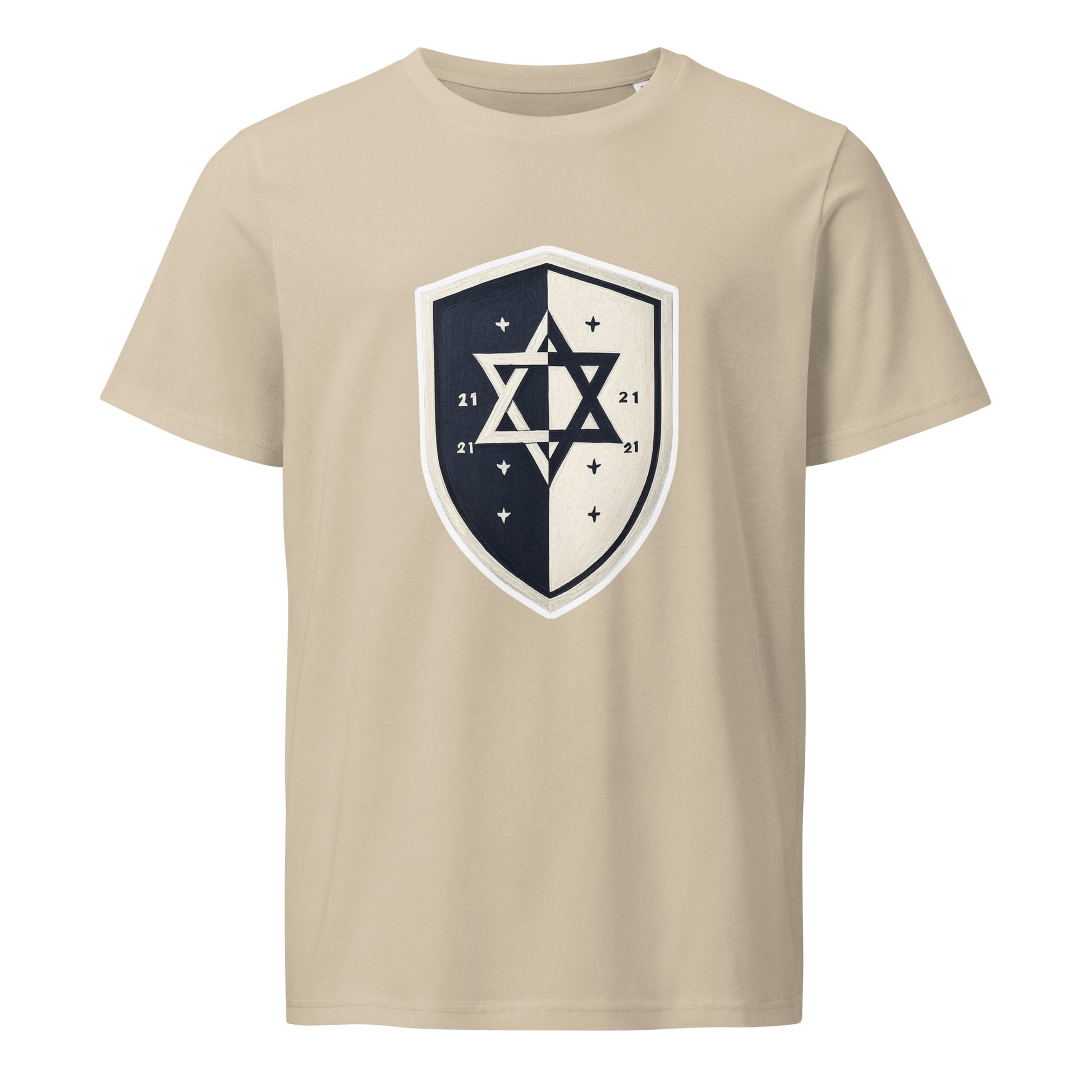 Black and White Shield Unisex Organic Mid - Light T-Shirt - American Zionist