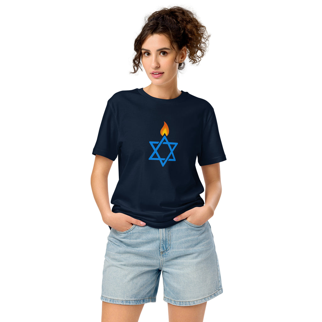 Fire Stars Of David Unisex Organic Mid - Light T-Shirt - American Zionist