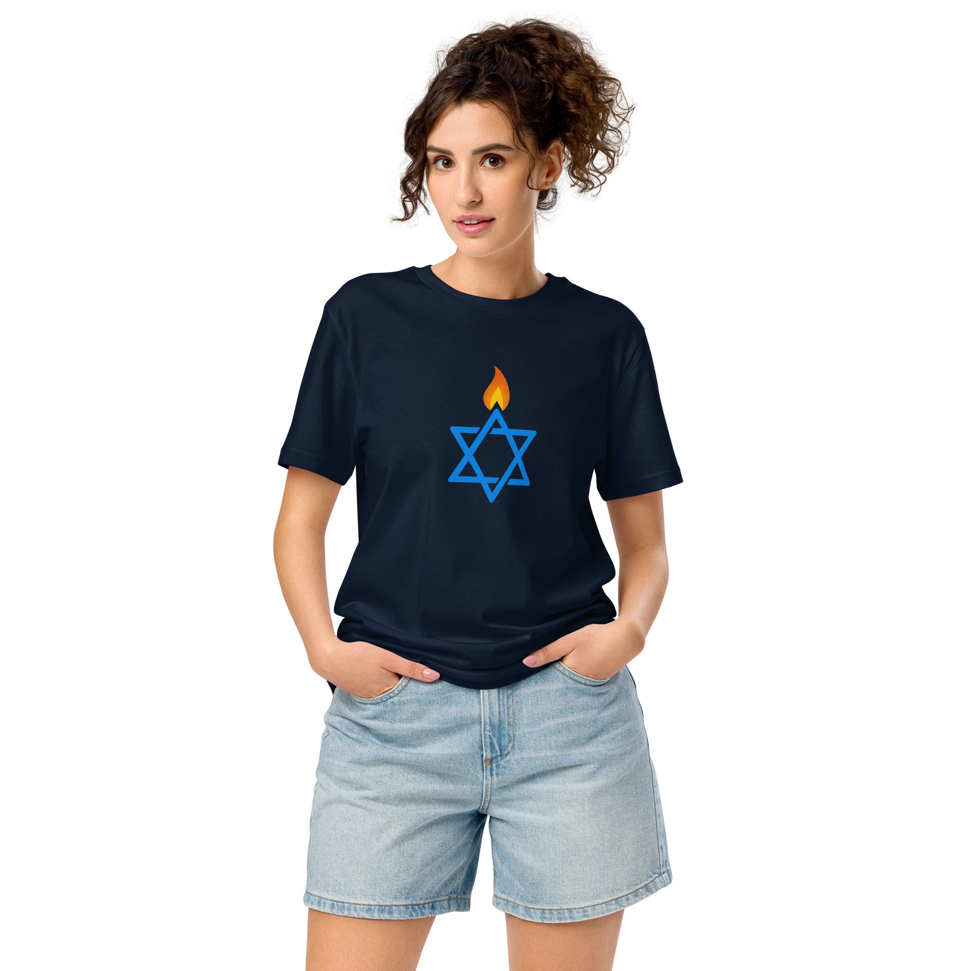 Fire Stars Of David Unisex Organic Mid - Light T-Shirt - American Zionist