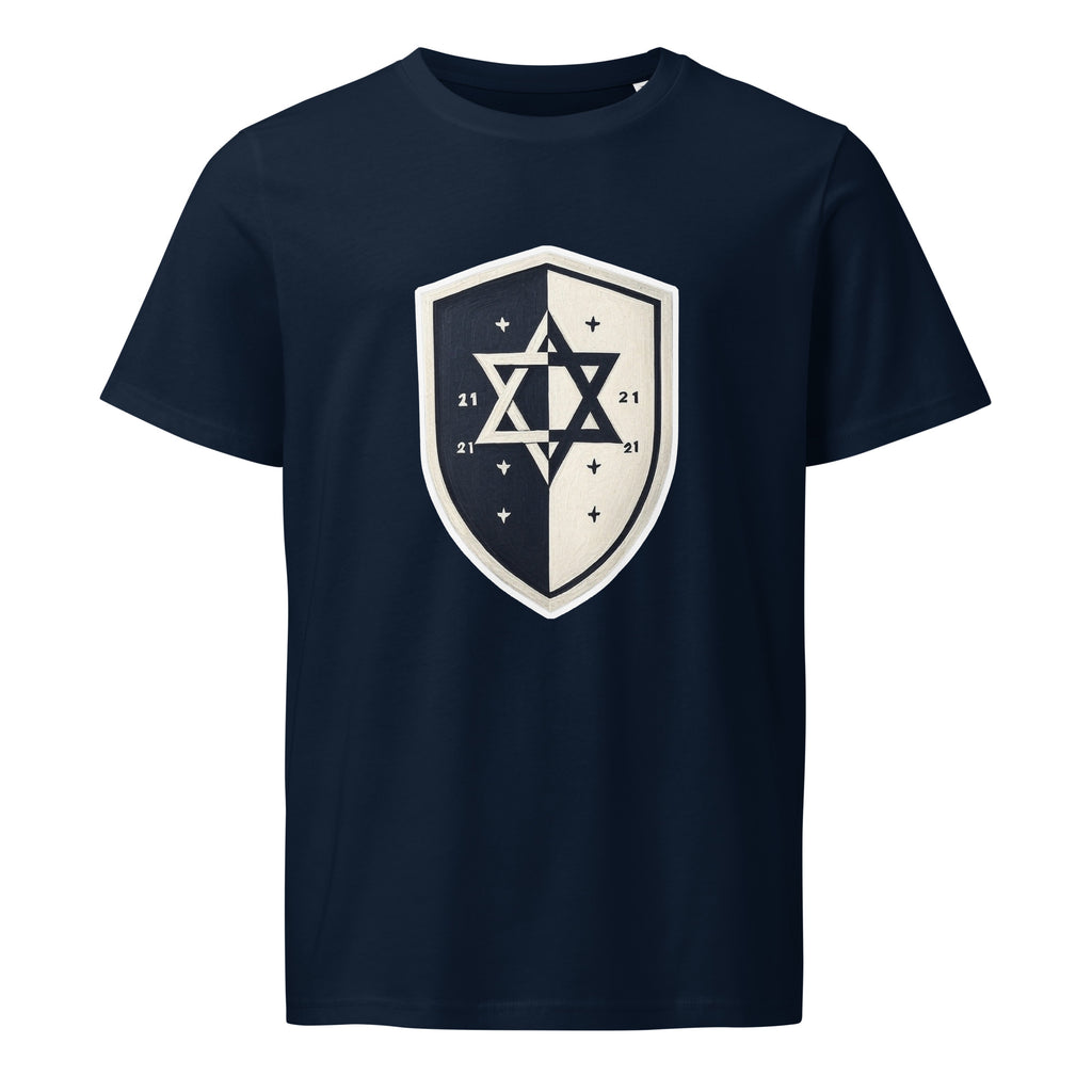 Black and White Shield Unisex Organic Mid - Light T-Shirt - American Zionist
