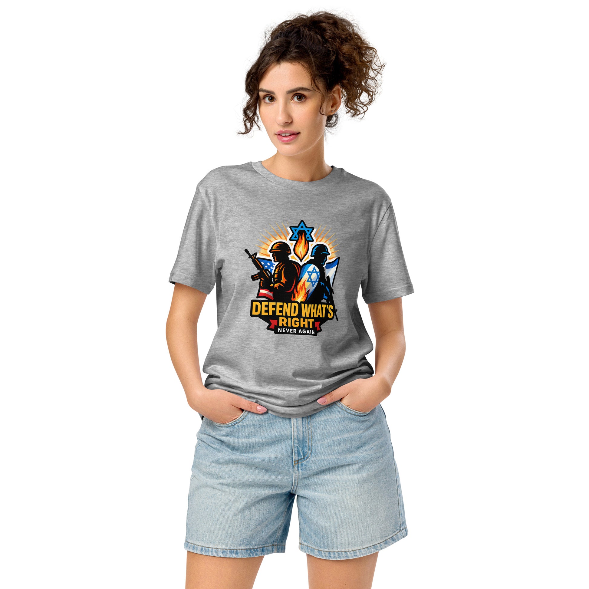 Defend Whats Right Unisex Organic Mid - Light T-Shirt - American Zionist