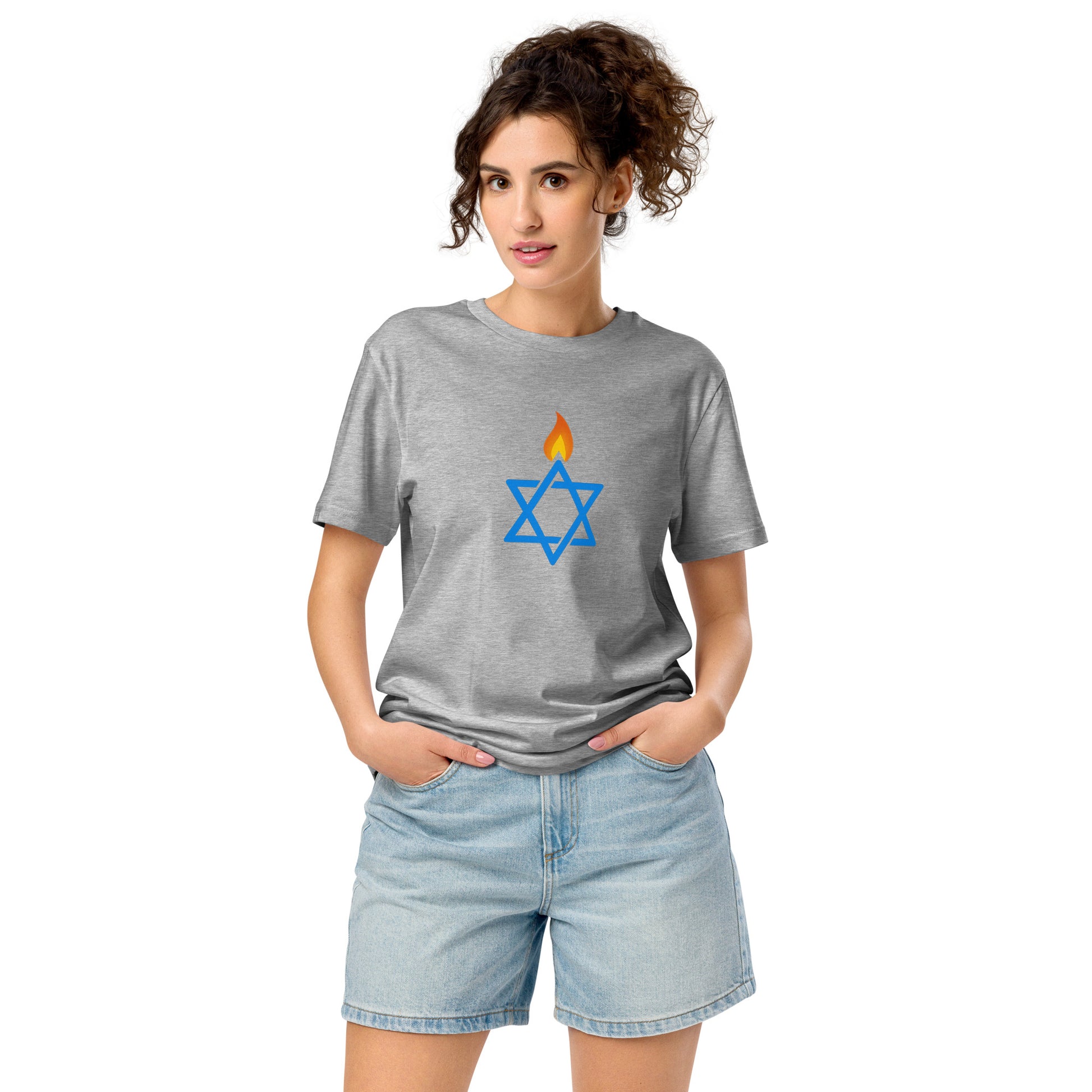 Fire Stars Of David Unisex Organic Mid - Light T-Shirt - American Zionist