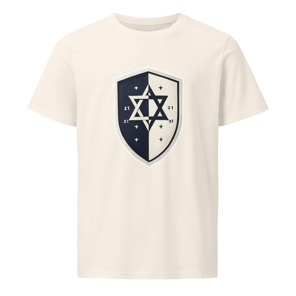 Black and White Shield Unisex Organic Mid - Light T-Shirt - American Zionist