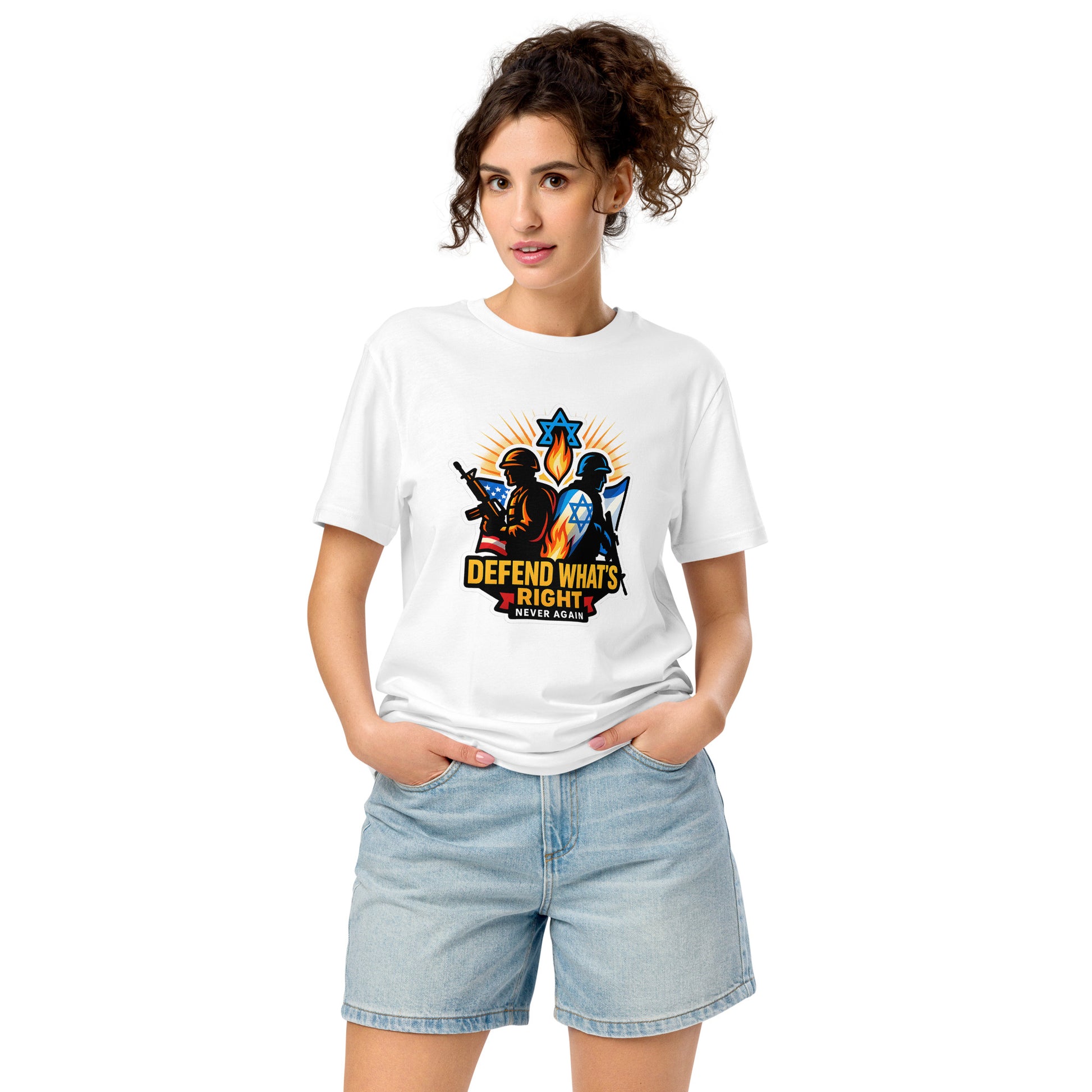 Defend Whats Right Unisex Organic Mid - Light T-Shirt - American Zionist