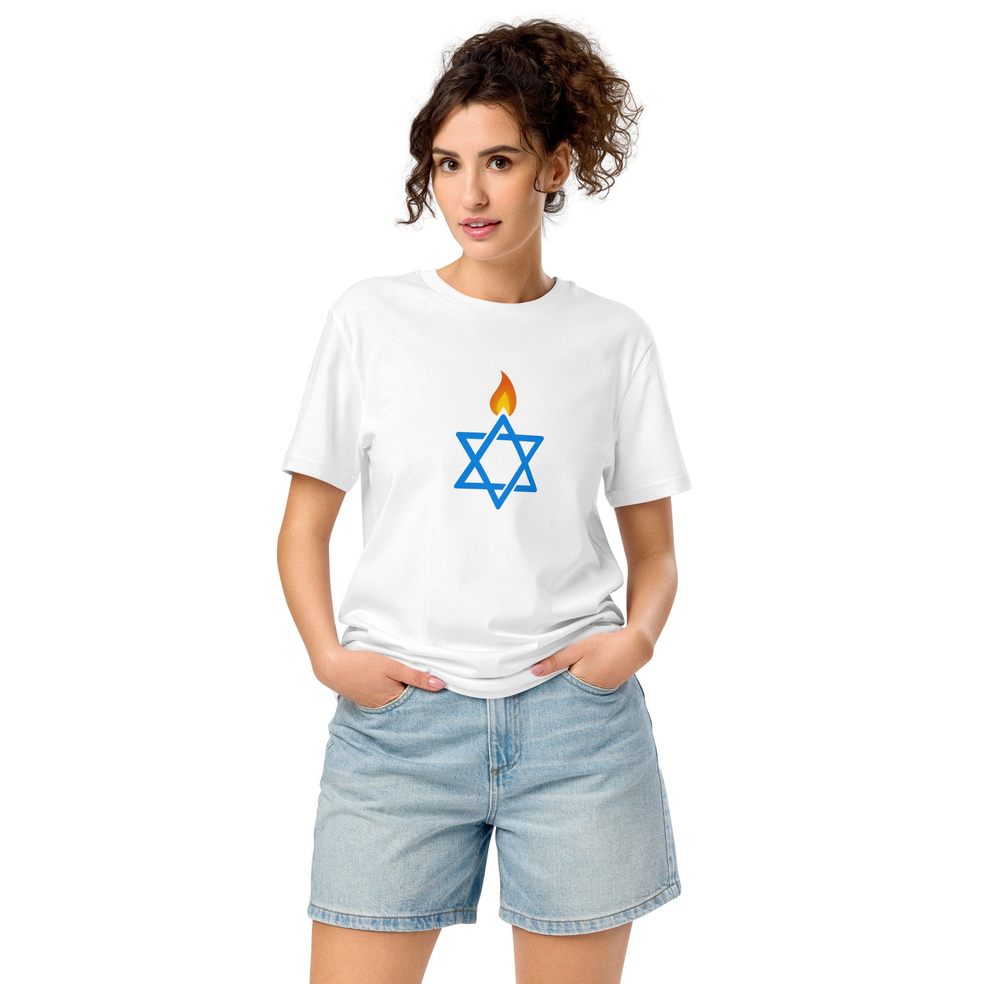 Fire Stars Of David Unisex Organic Mid - Light T-Shirt - American Zionist