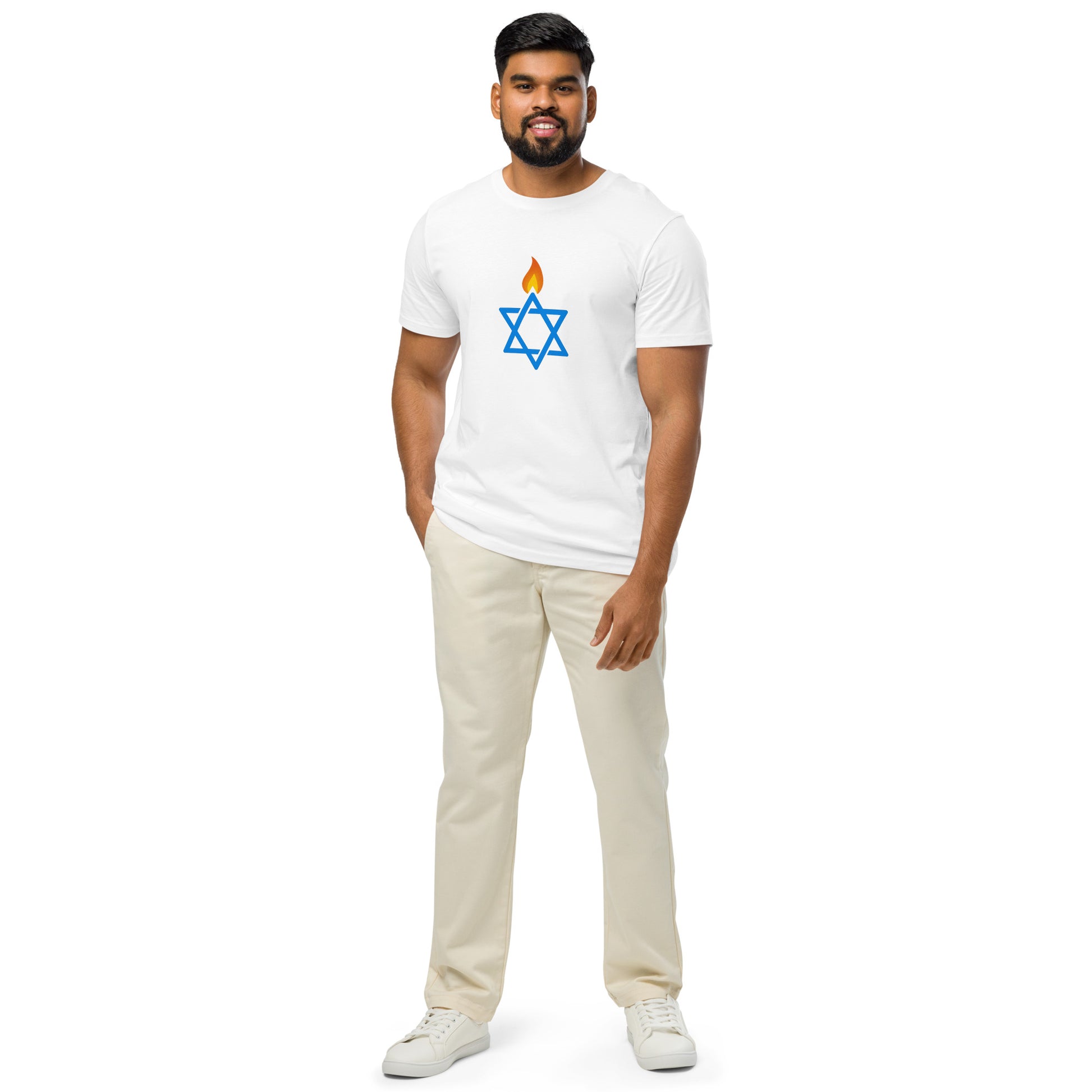 Fire Stars Of David Unisex Organic Mid - Light T-Shirt - American Zionist