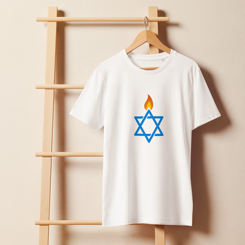 Fire Stars Of David Unisex Organic Mid - Light T-Shirt - American Zionist