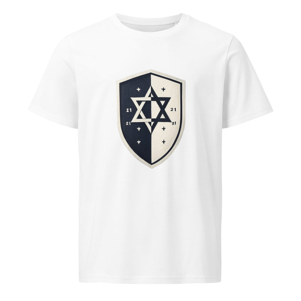 Black and White Shield Unisex Organic Mid - Light T-Shirt - American Zionist