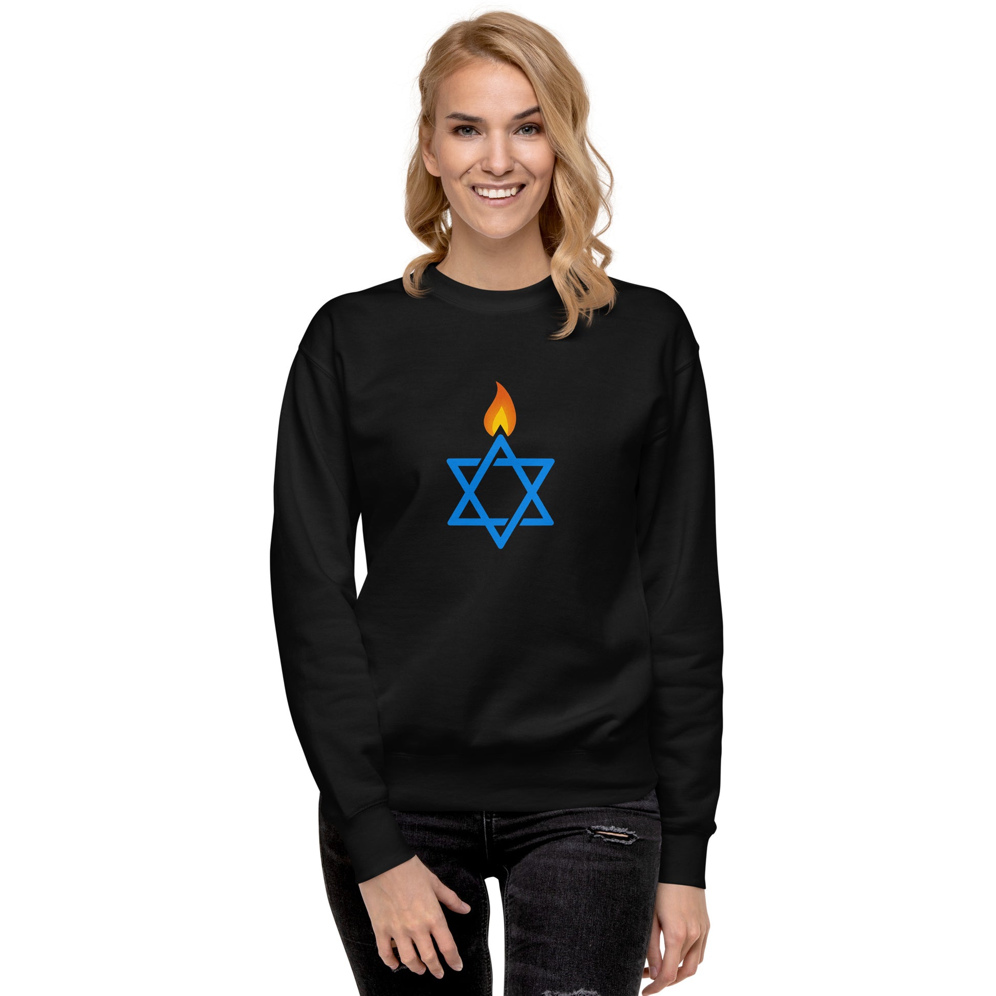 Fire Stars Of David Unisex Premium Sweatshirt - American Zionist