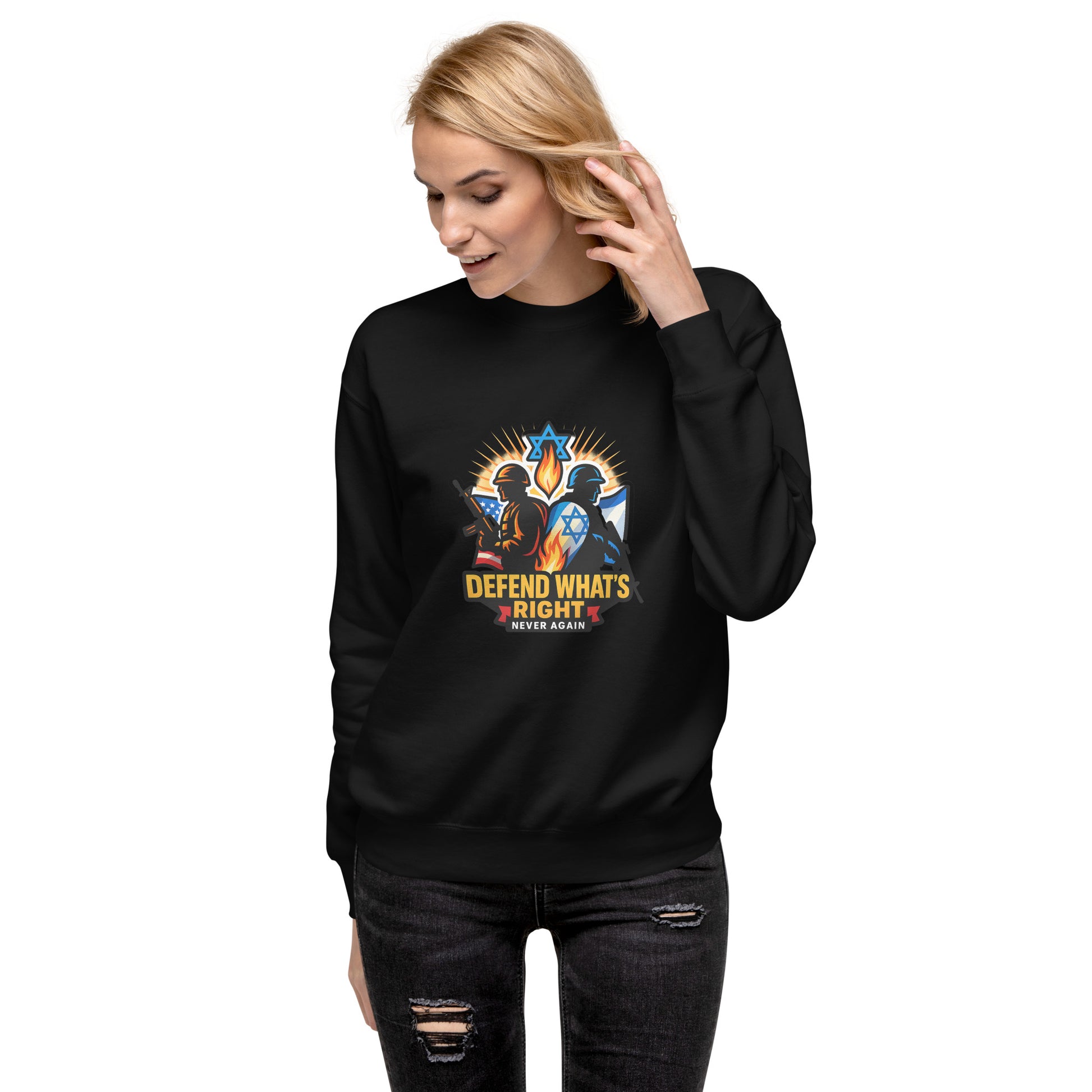 Defend Whats Right Unisex Premium Sweatshirt - American Zionist