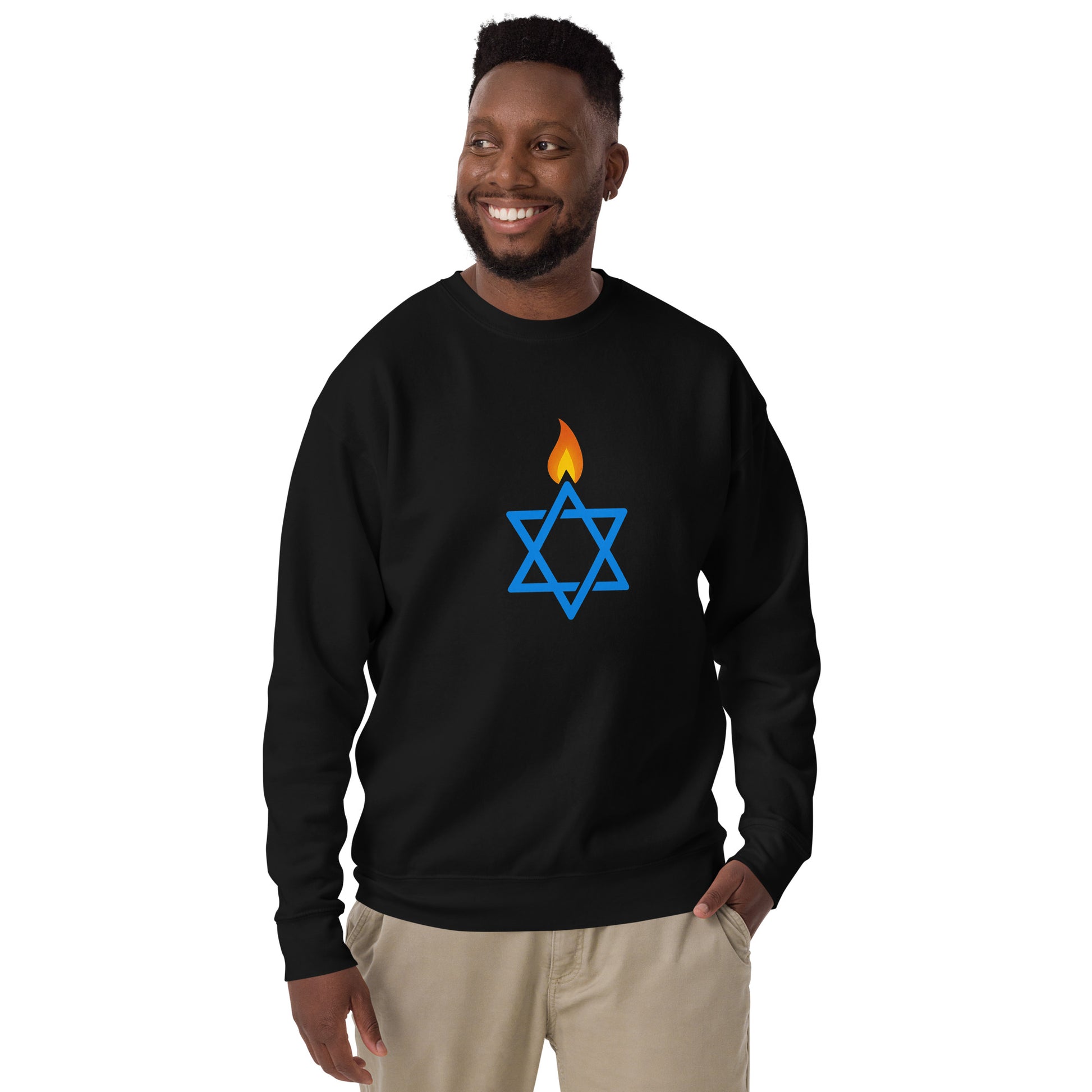 Fire Stars Of David Unisex Premium Sweatshirt - American Zionist