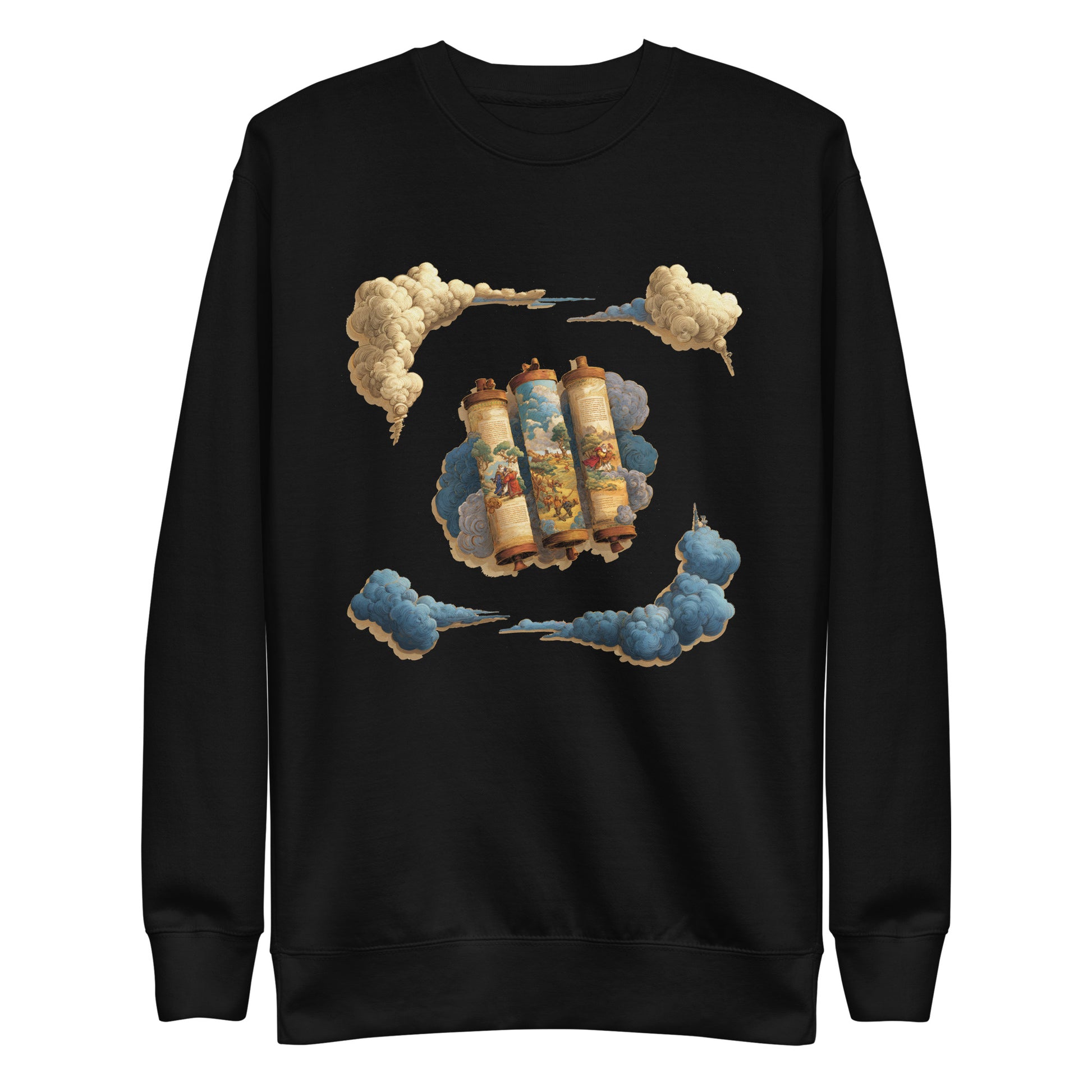 Cloudy Scroll of Moses Transparent Unisex Premium Sweatshirt - American Zionist