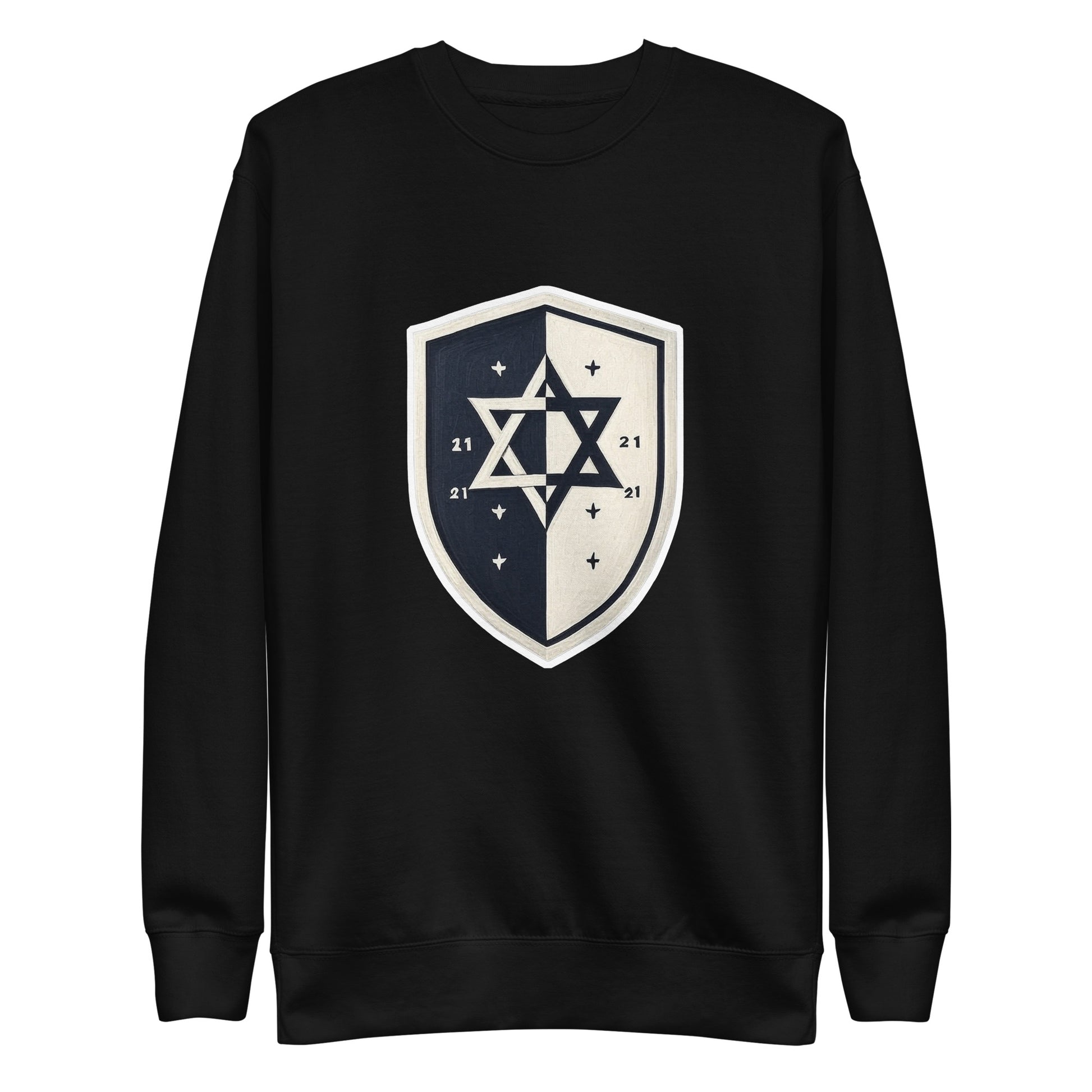 Black and White Shield Unisex Premium Sweatshirt - American Zionist