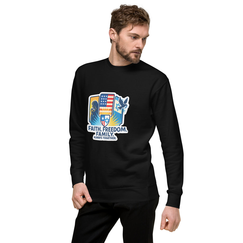 Faith Freedom Family Unisex Premium Sweatshirt - American Zionist