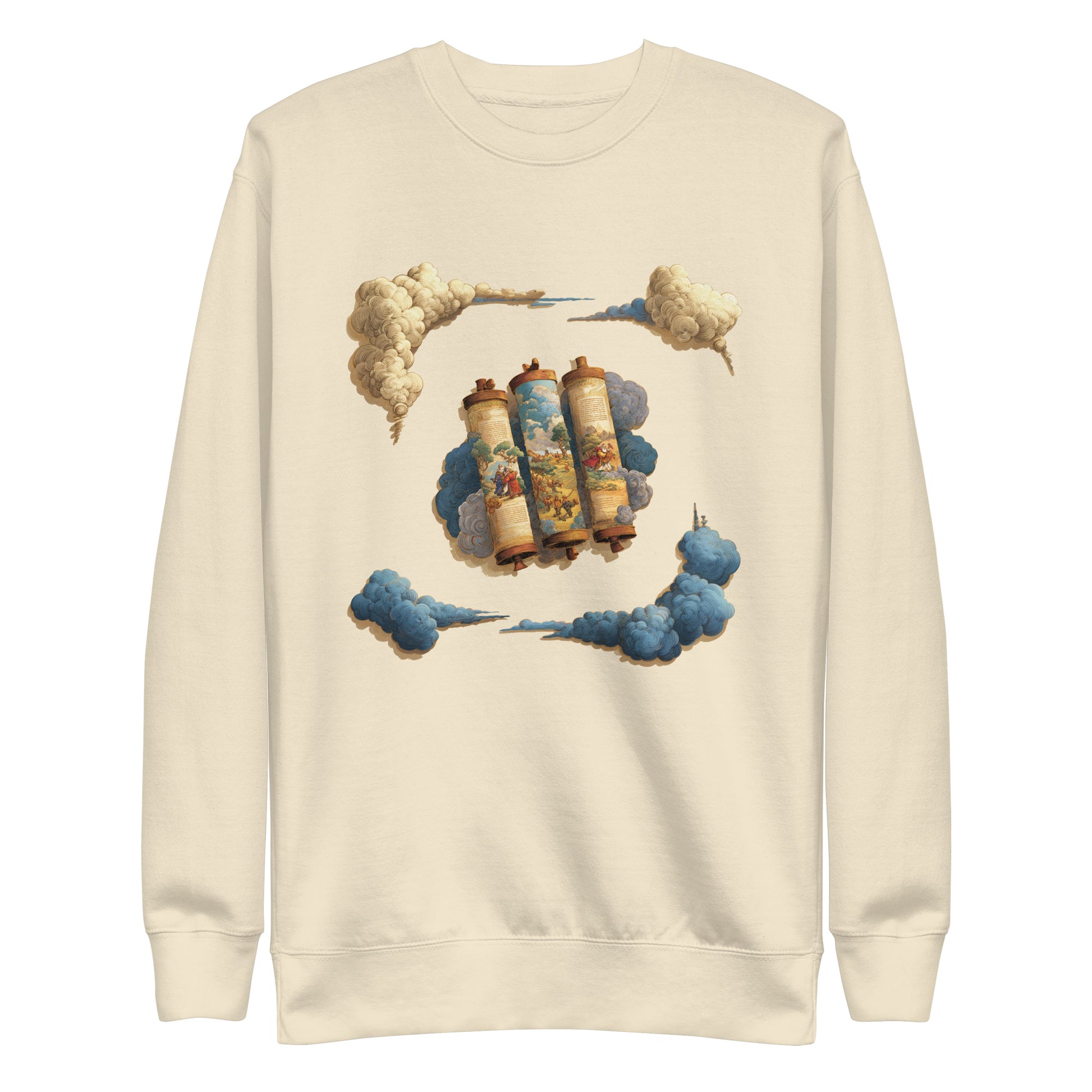 Cloudy Scroll of Moses Transparent Unisex Premium Sweatshirt - American Zionist
