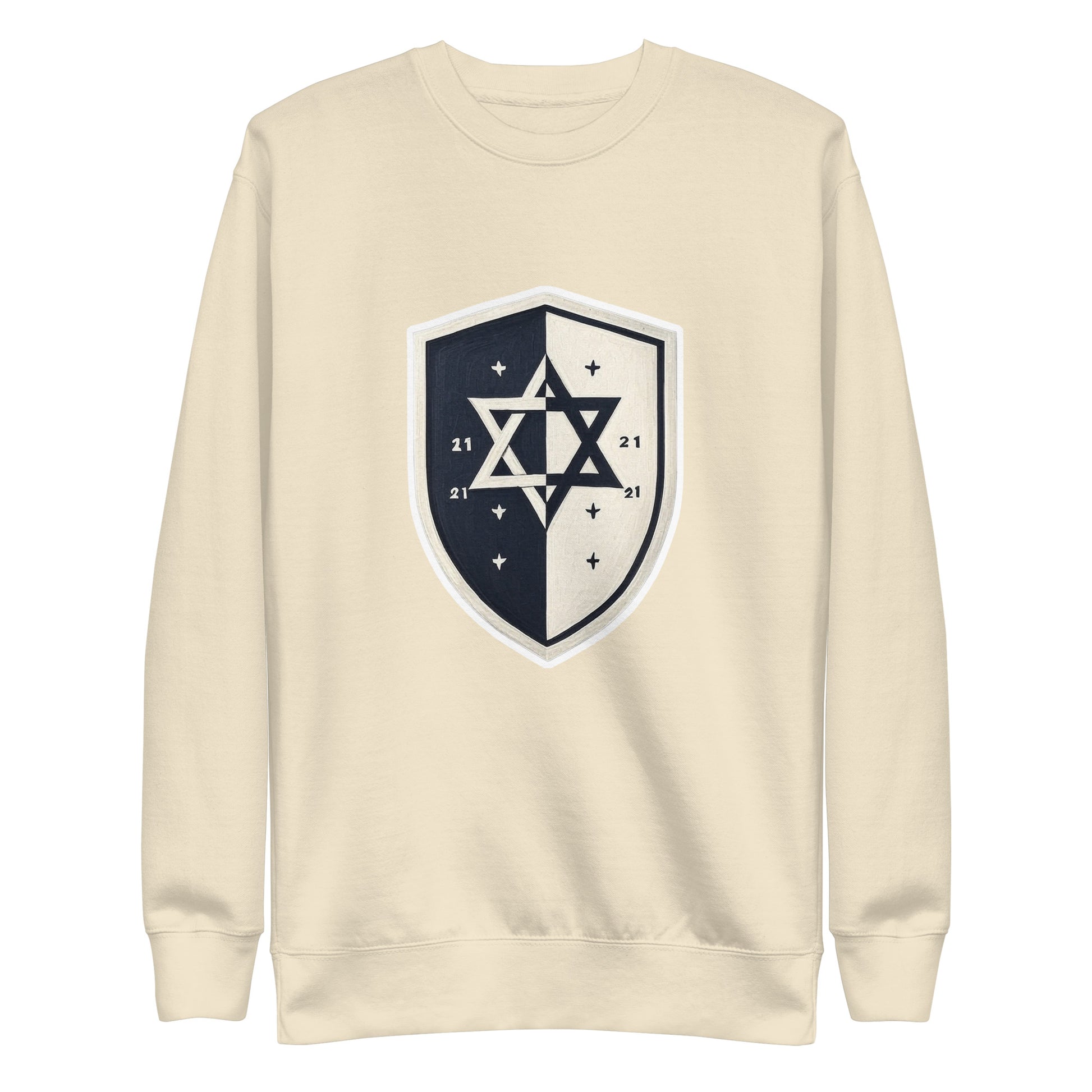 Black and White Shield Unisex Premium Sweatshirt - American Zionist