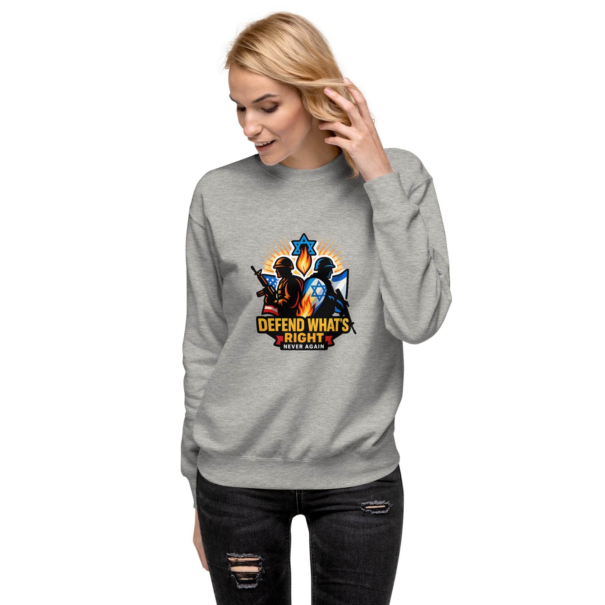 Defend Whats Right Unisex Premium Sweatshirt - American Zionist