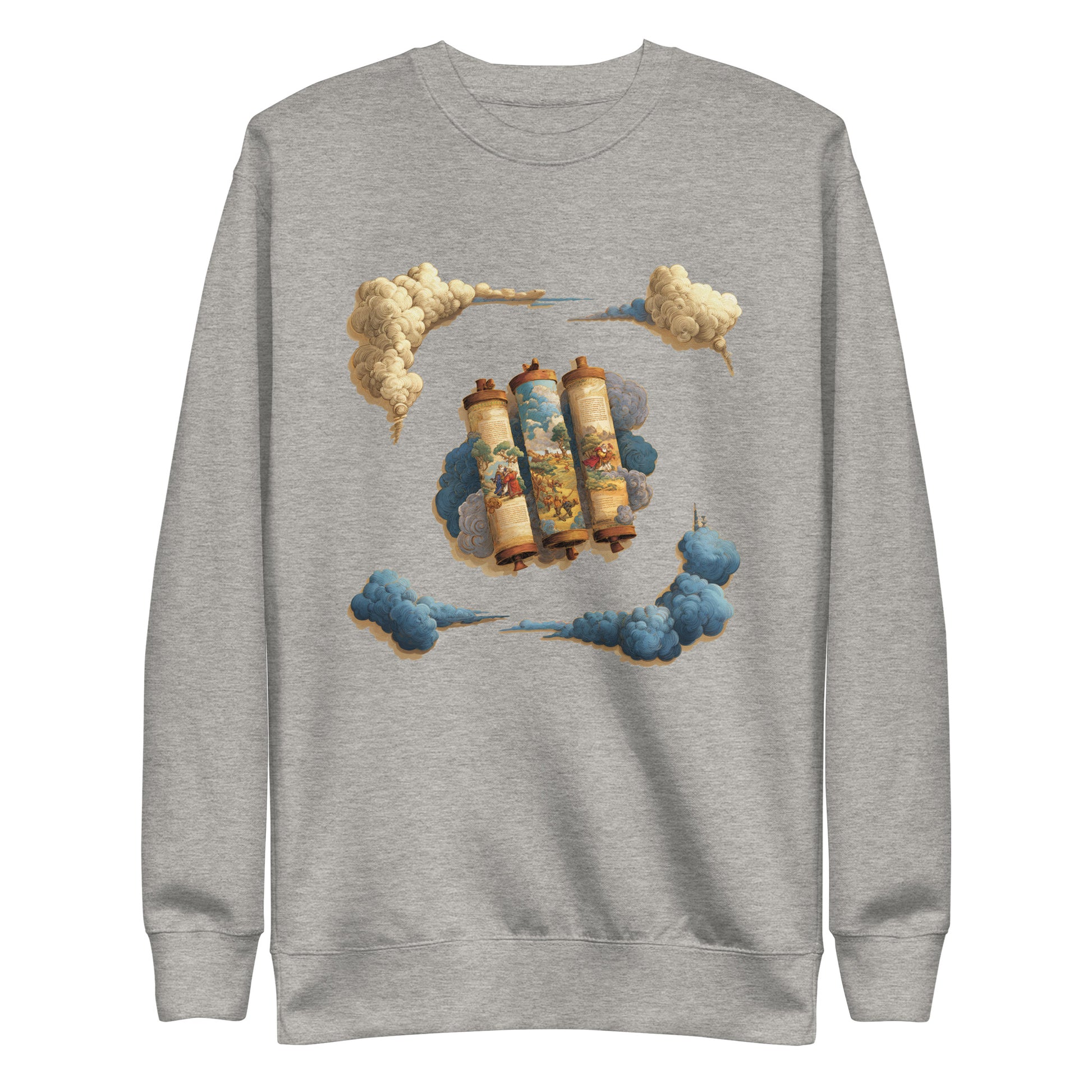 Cloudy Scroll of Moses Transparent Unisex Premium Sweatshirt - American Zionist
