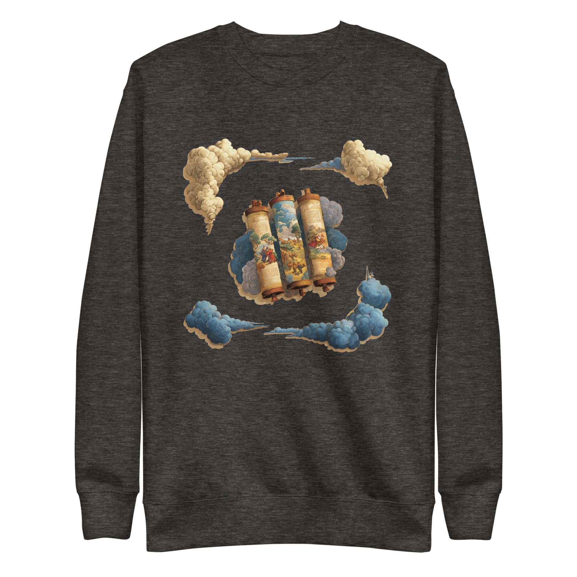 Cloudy Scroll of Moses Transparent Unisex Premium Sweatshirt - American Zionist