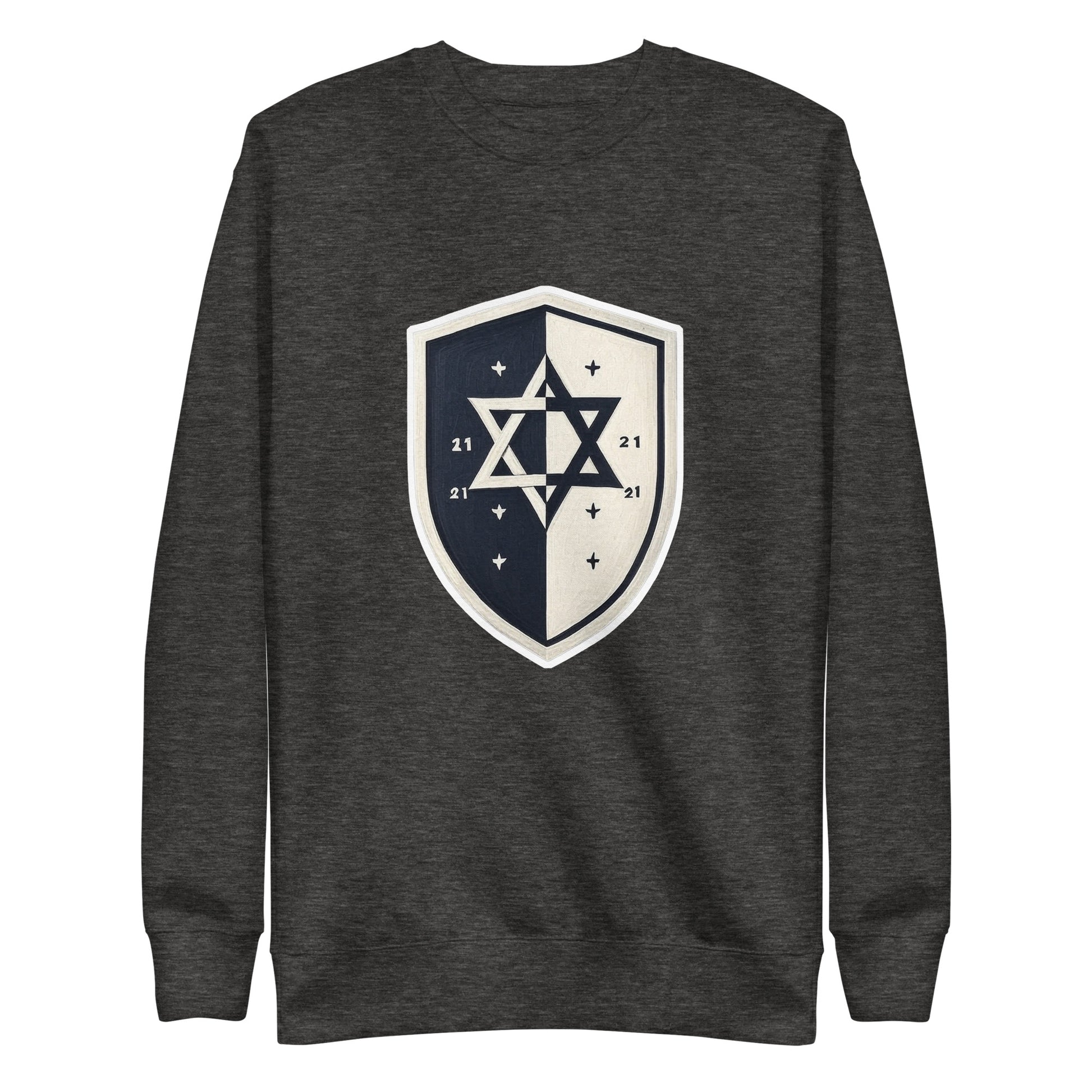 Black and White Shield Unisex Premium Sweatshirt - American Zionist