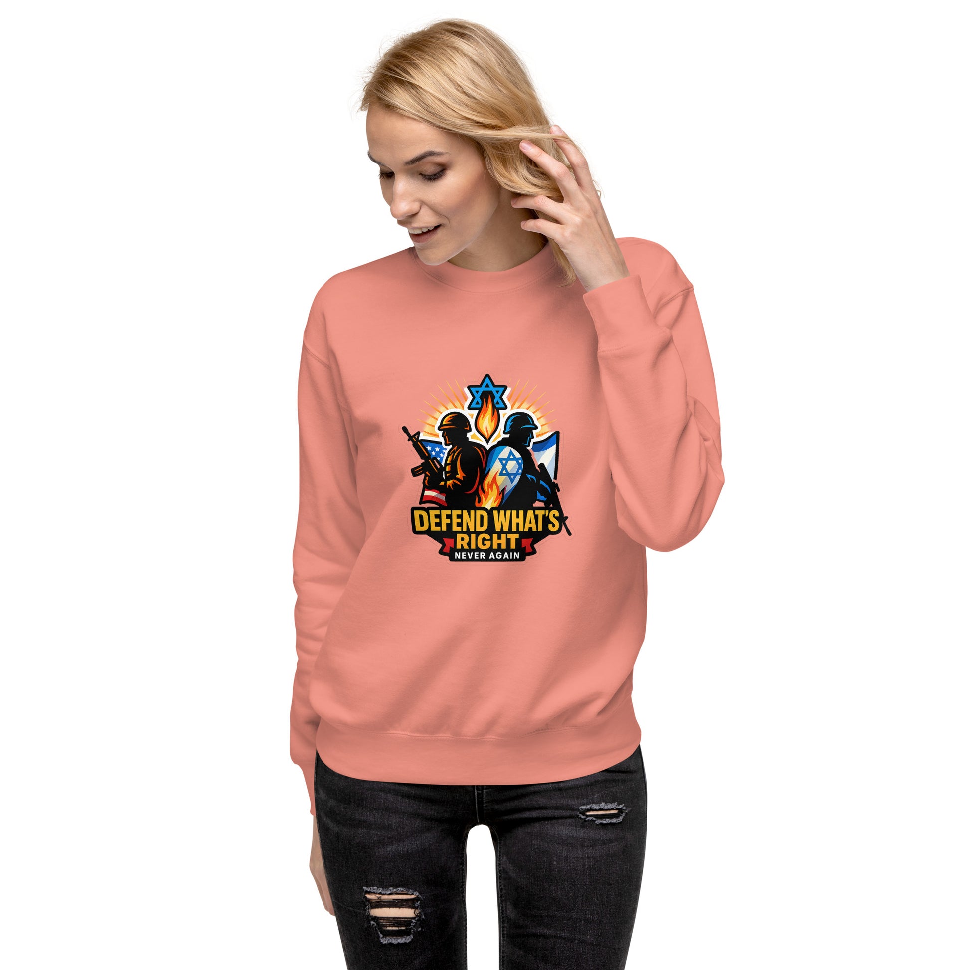 Defend Whats Right Unisex Premium Sweatshirt - American Zionist