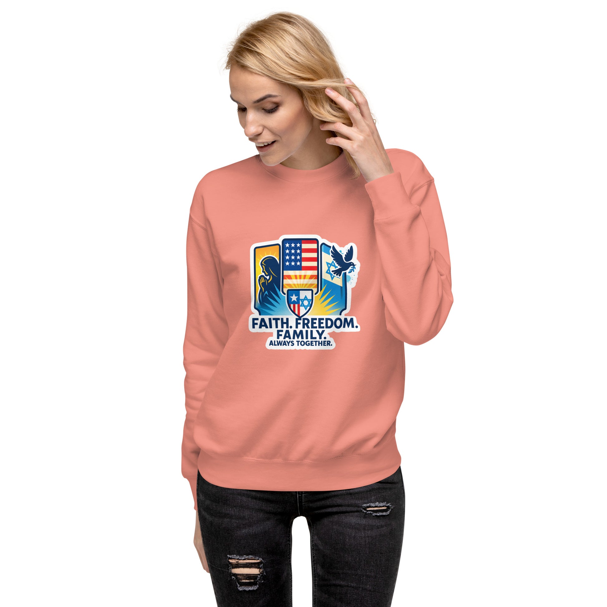 Faith Freedom Family Unisex Premium Sweatshirt - American Zionist