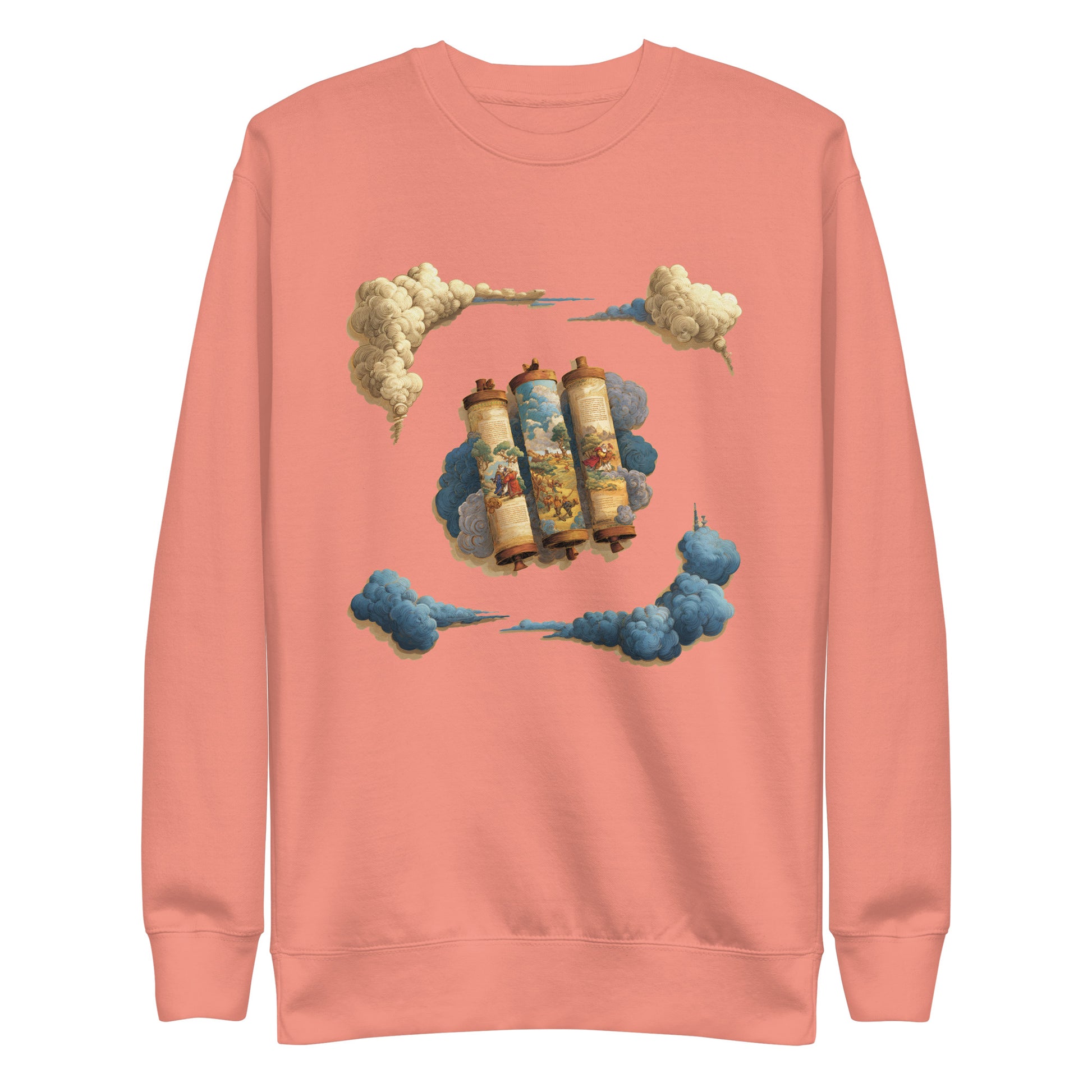 Cloudy Scroll of Moses Transparent Unisex Premium Sweatshirt - American Zionist