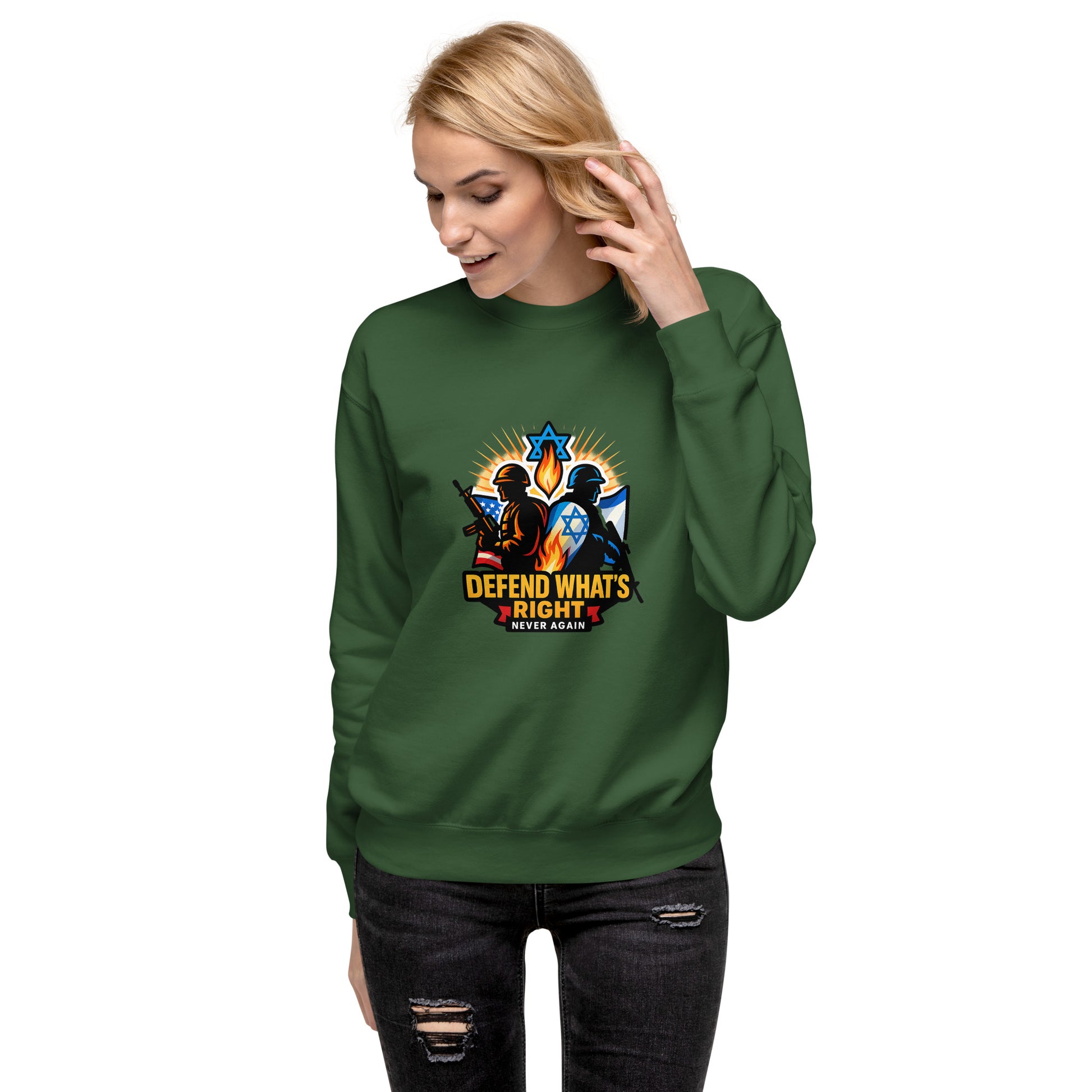 Defend Whats Right Unisex Premium Sweatshirt - American Zionist
