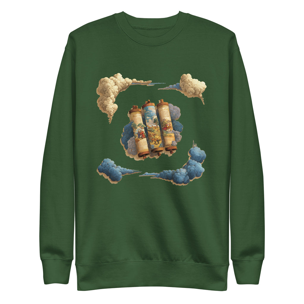 Cloudy Scroll of Moses Transparent Unisex Premium Sweatshirt - American Zionist