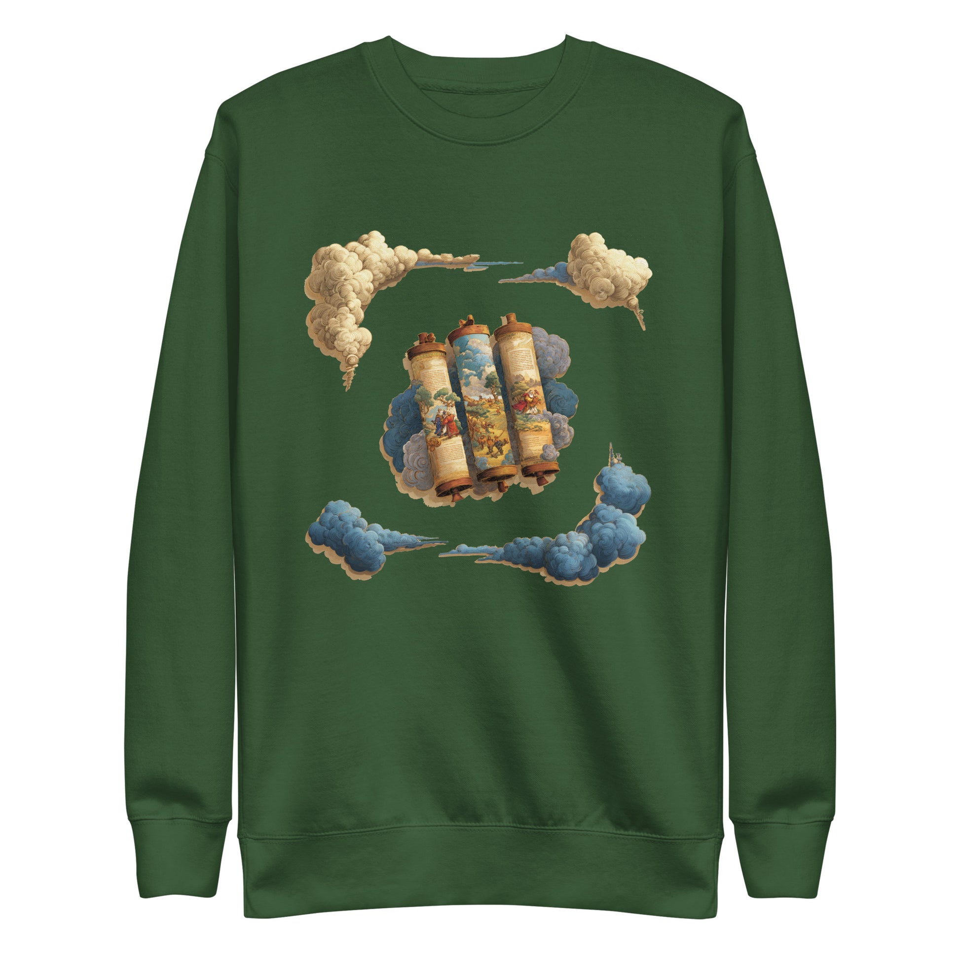 Cloudy Scroll of Moses Transparent Unisex Premium Sweatshirt - American Zionist
