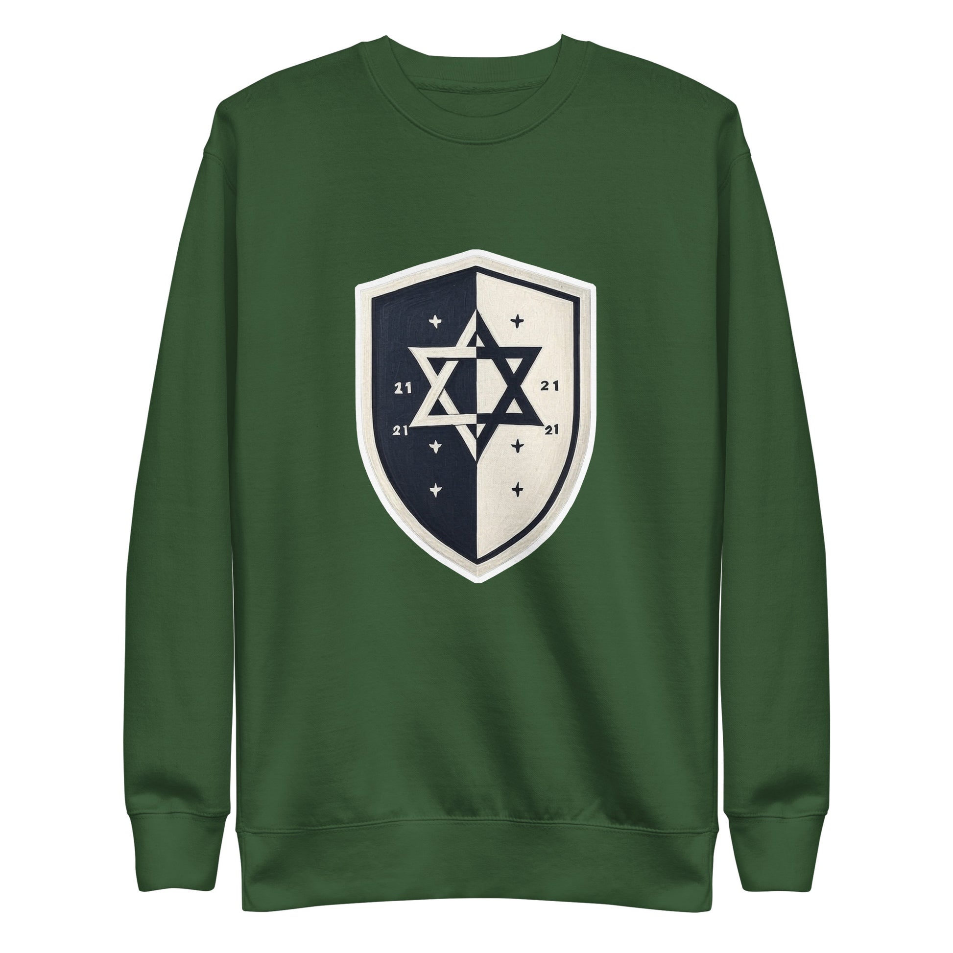 Black and White Shield Unisex Premium Sweatshirt - American Zionist