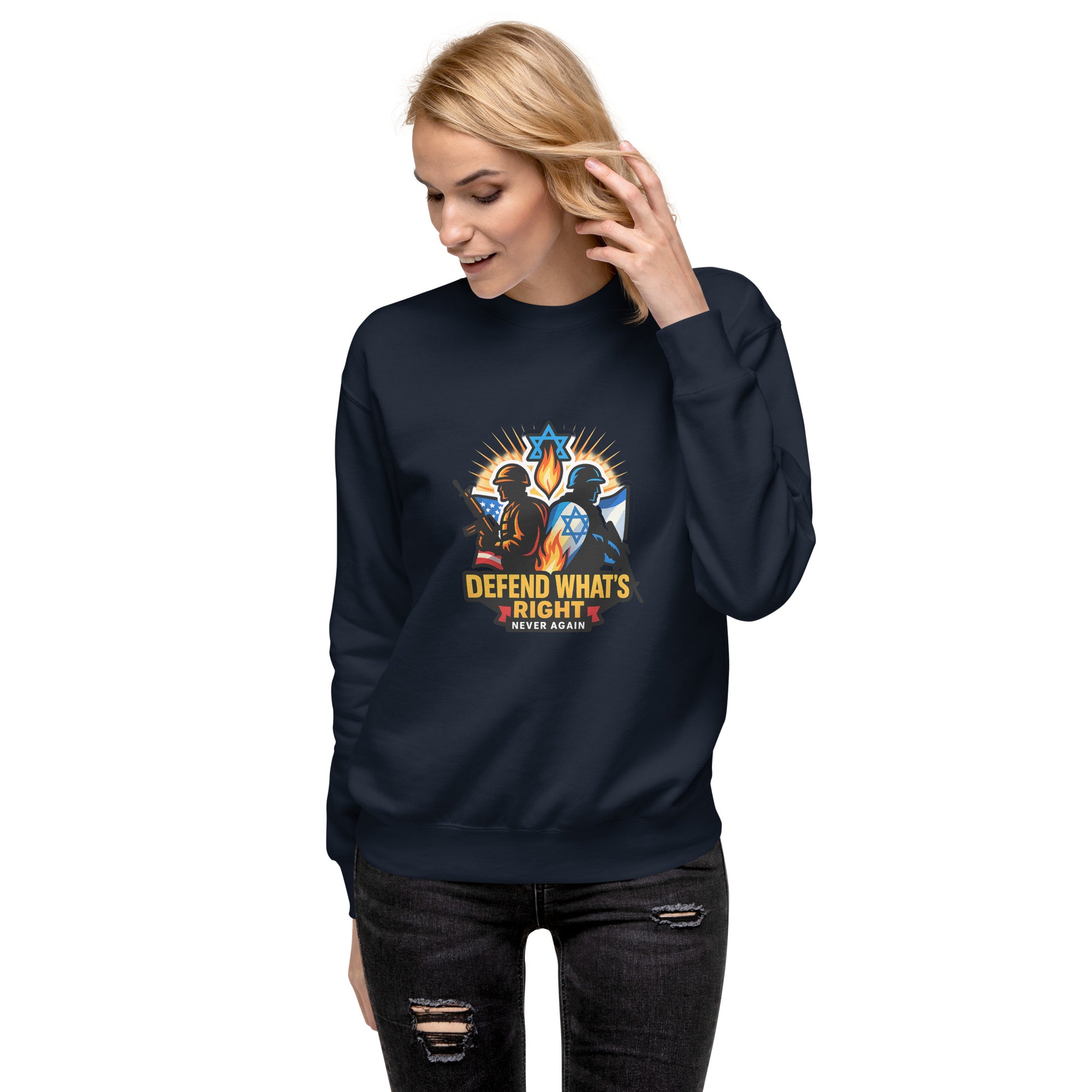 Defend Whats Right Unisex Premium Sweatshirt - American Zionist