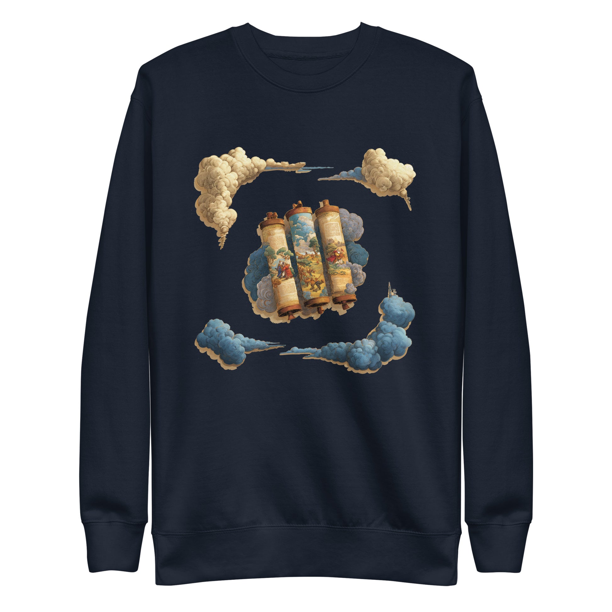 Cloudy Scroll of Moses Transparent Unisex Premium Sweatshirt - American Zionist