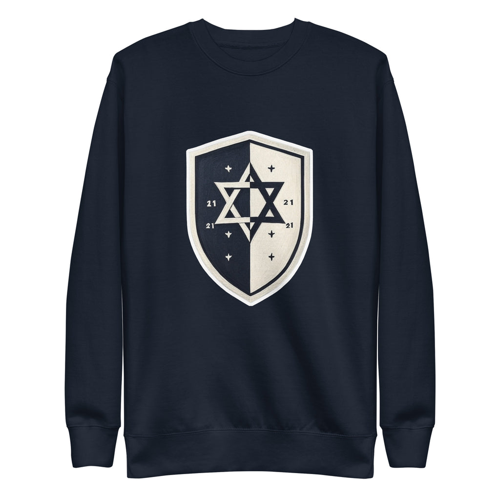 Black and White Shield Unisex Premium Sweatshirt - American Zionist