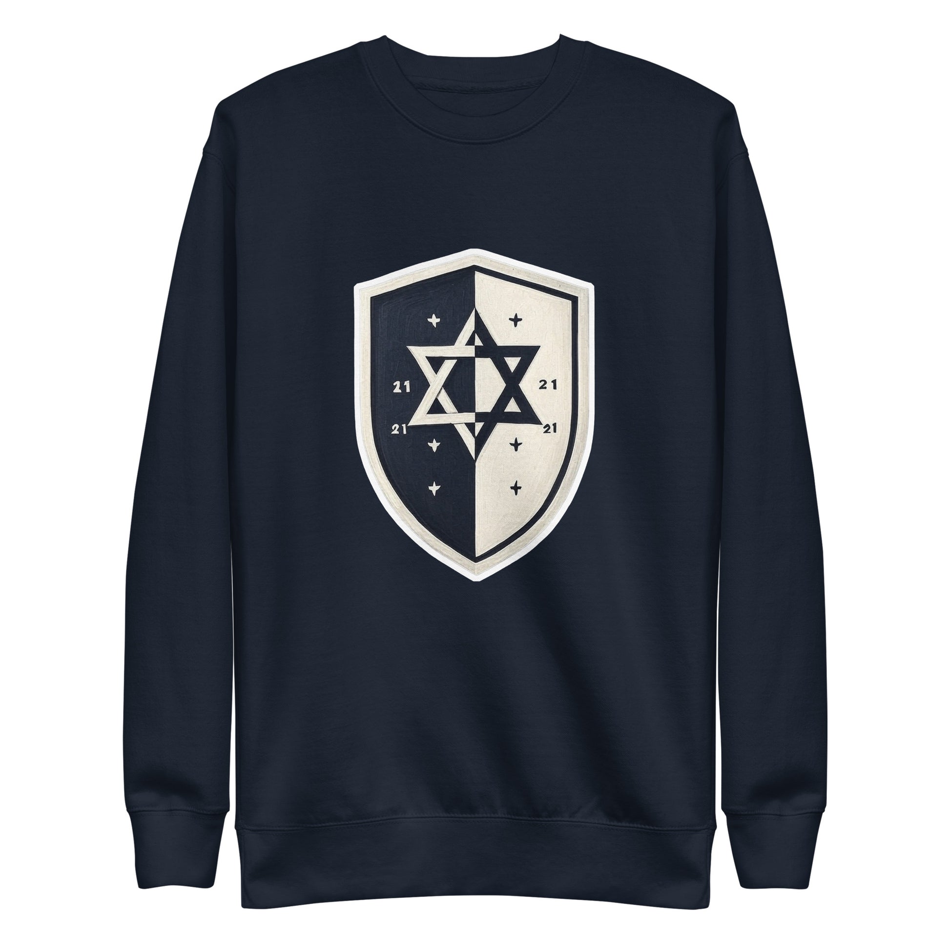 Black and White Shield Unisex Premium Sweatshirt - American Zionist